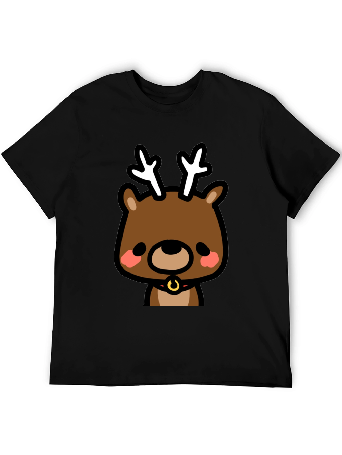 Cute Reindeer Graphic Black T-Shirt