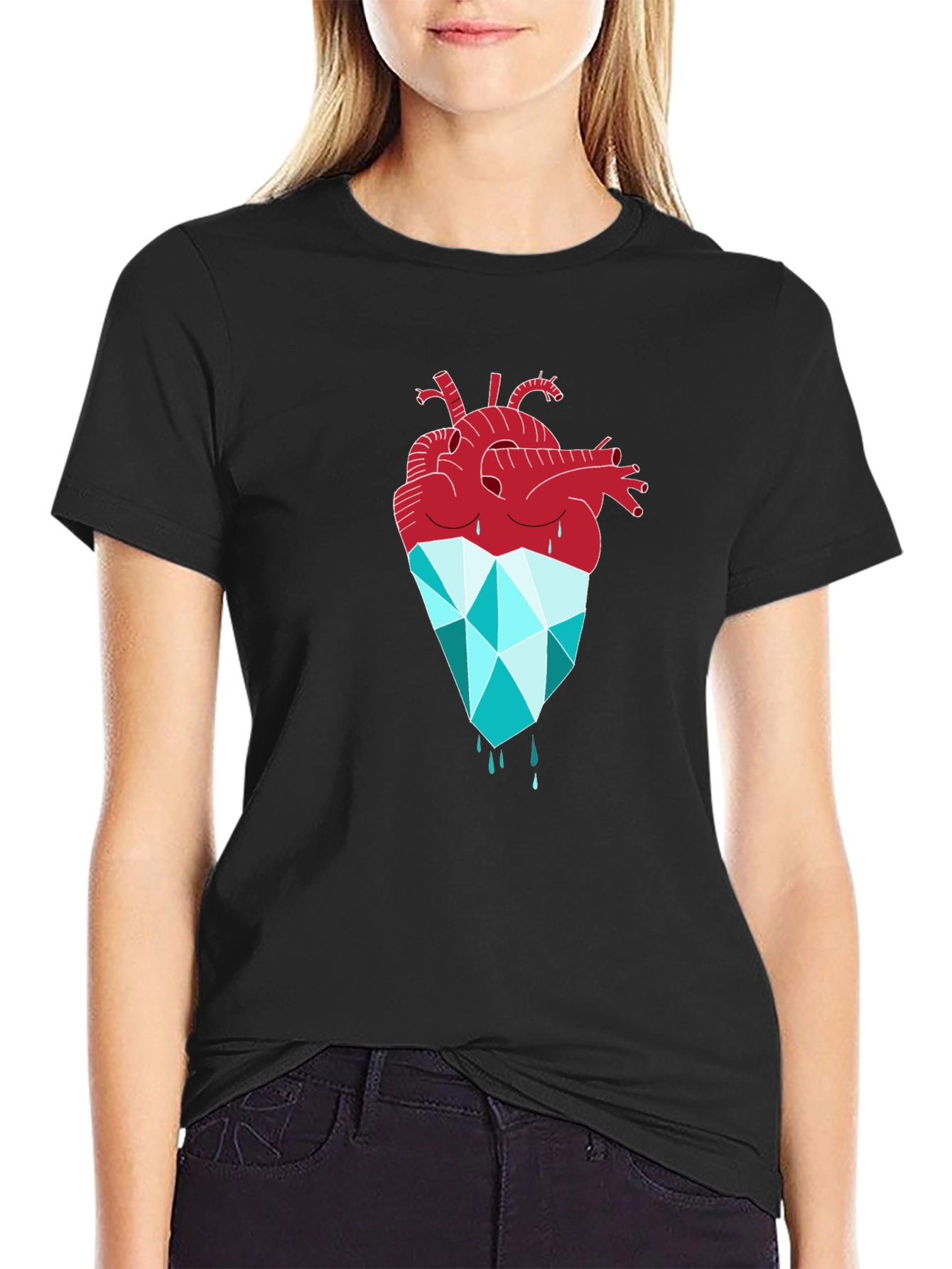 Icy Heart Graphic Tee - Unique Artistic Design