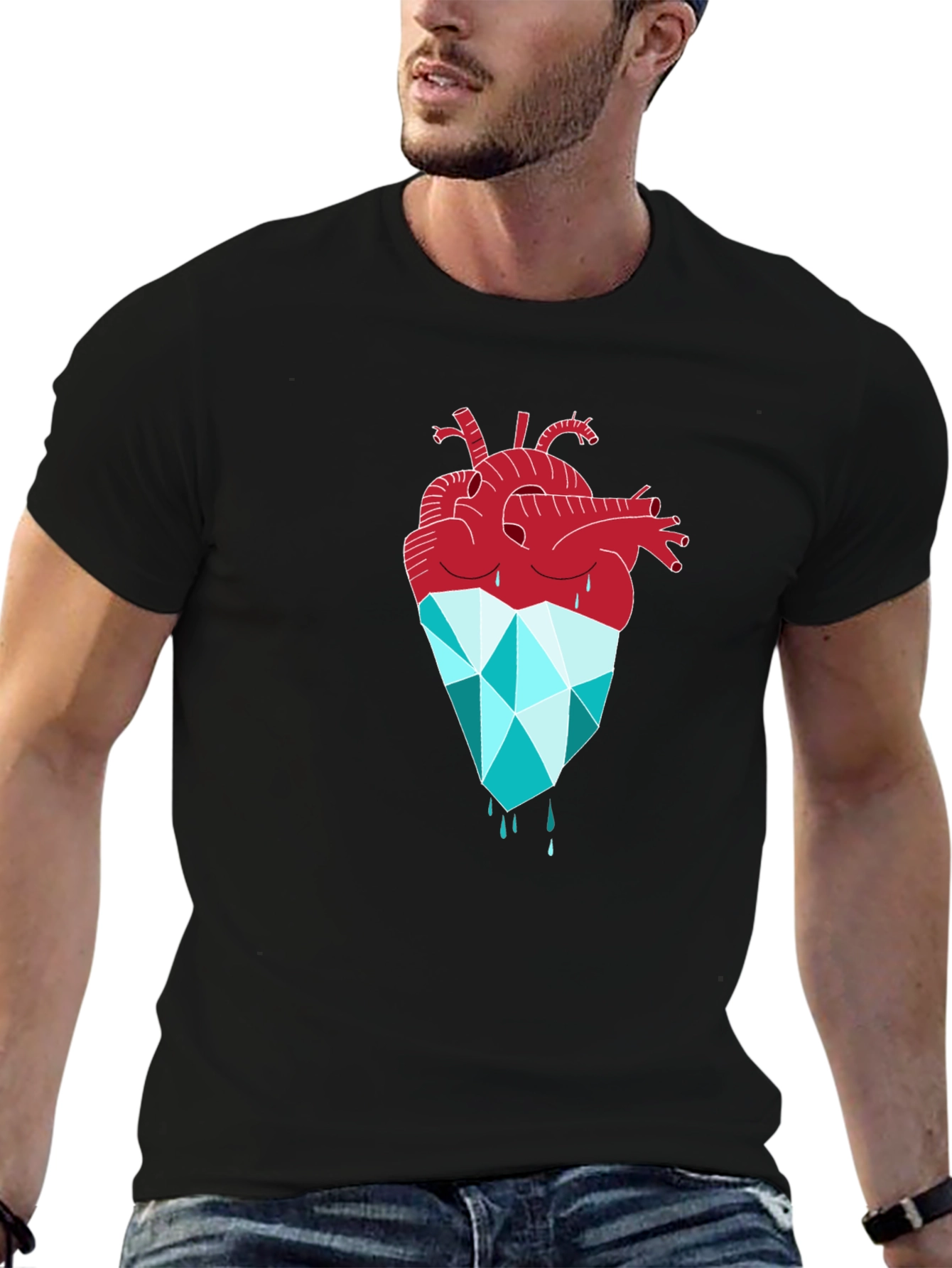 Icy Heart Graphic Tee - Unique Artistic Design