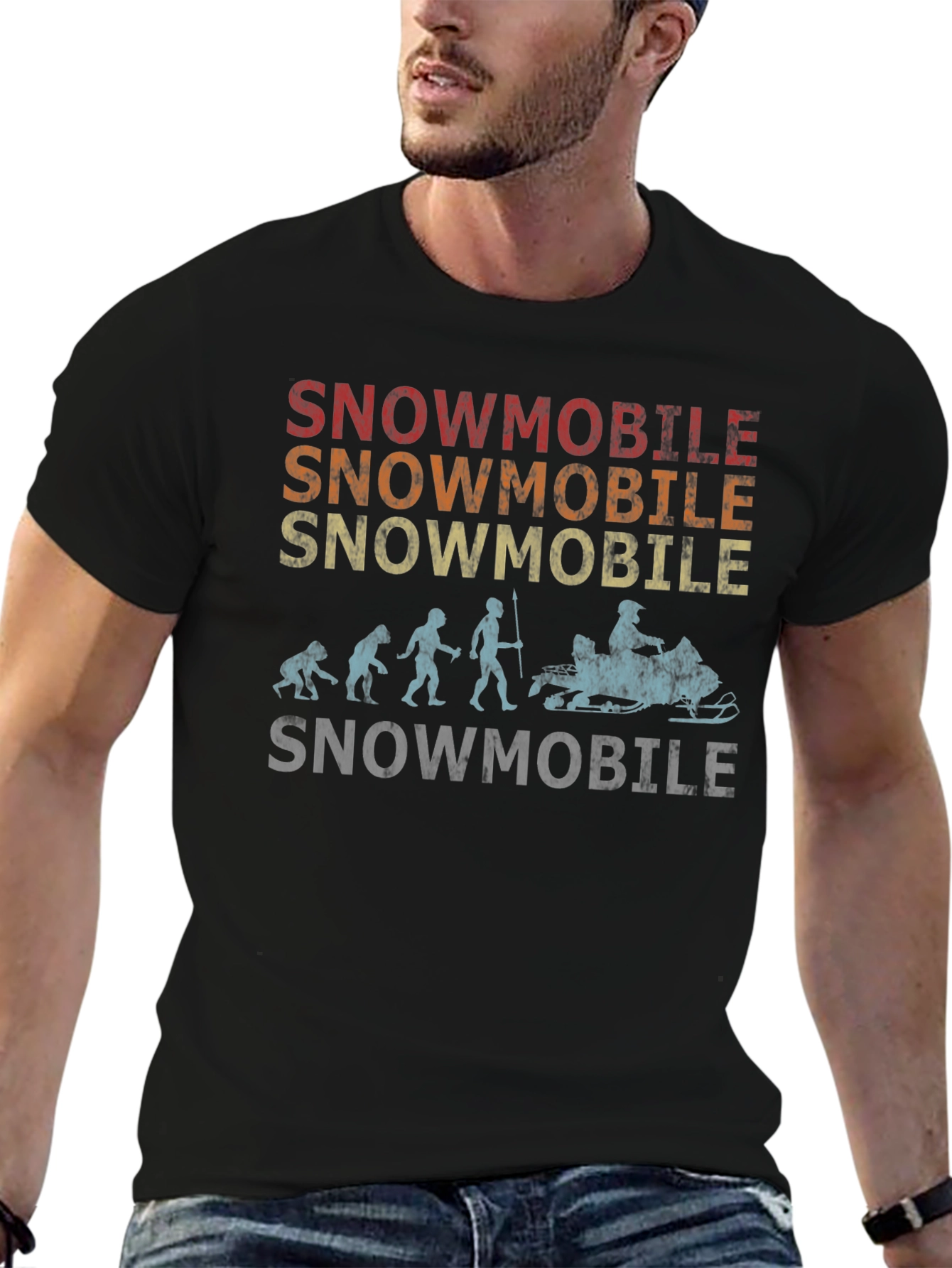 Snowmobile Evolution T-Shirt - Retro Design