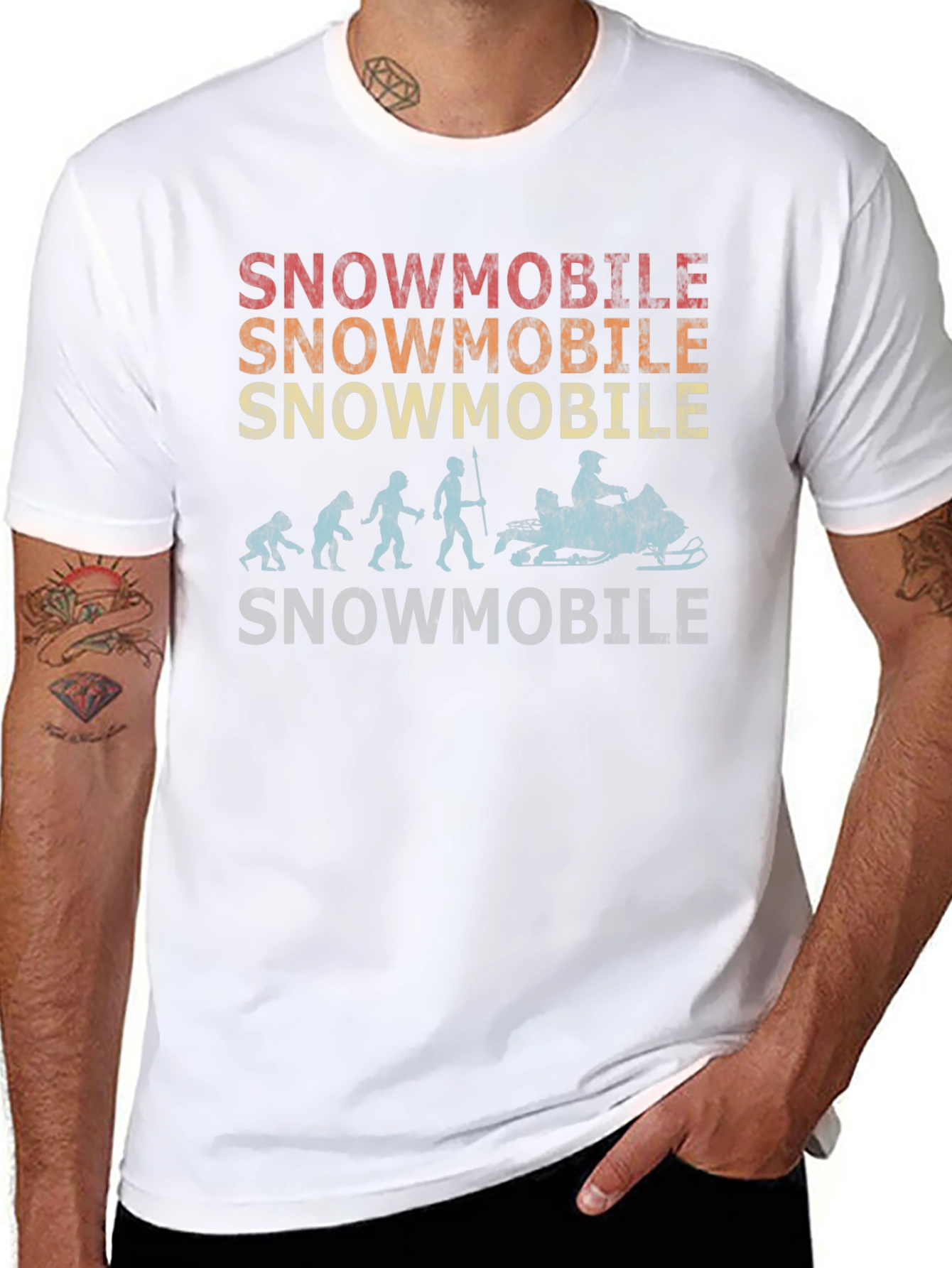 Snowmobile Evolution T-Shirt - Retro Design