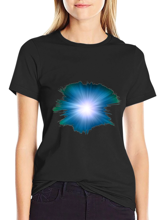 Mens Black T-shirt with Abstract Light Burst Design