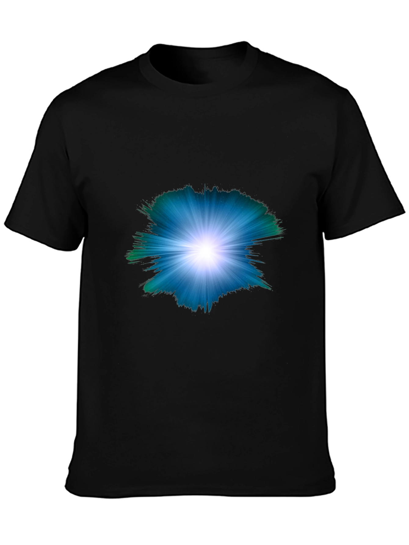 Mens Black T-shirt with Abstract Light Burst Design