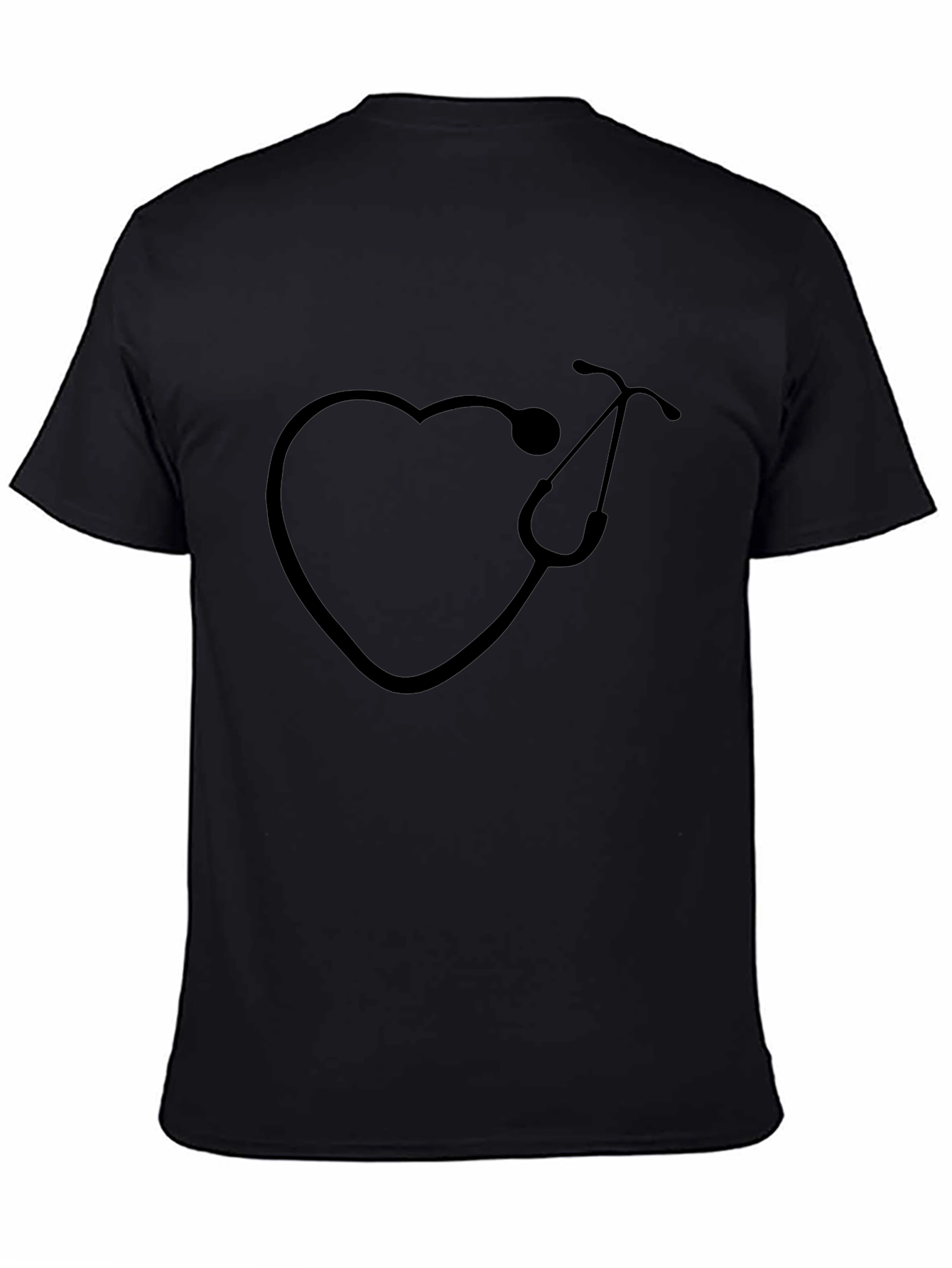 Heart Stethoscope Graphic T-Shirt - Black