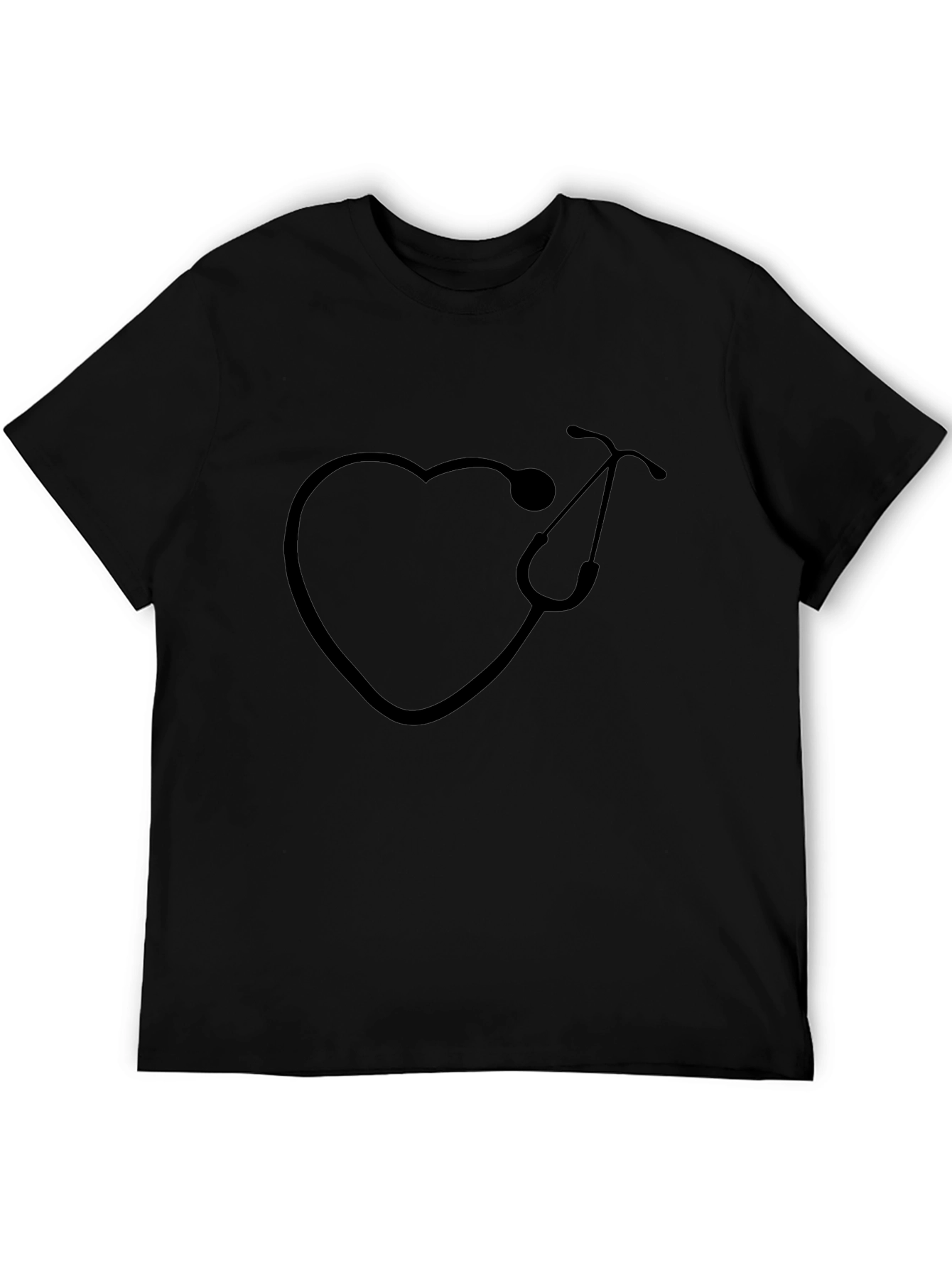 Heart Stethoscope Graphic T-Shirt - Black