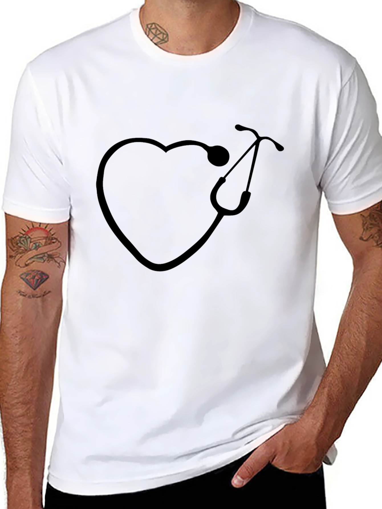 Heart Stethoscope Graphic T-Shirt - Black