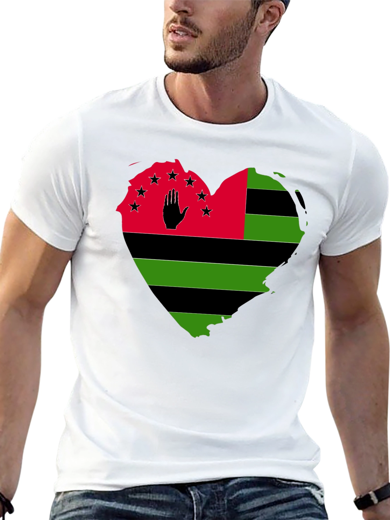 Pan-African Heart Flag T-Shirt - Black