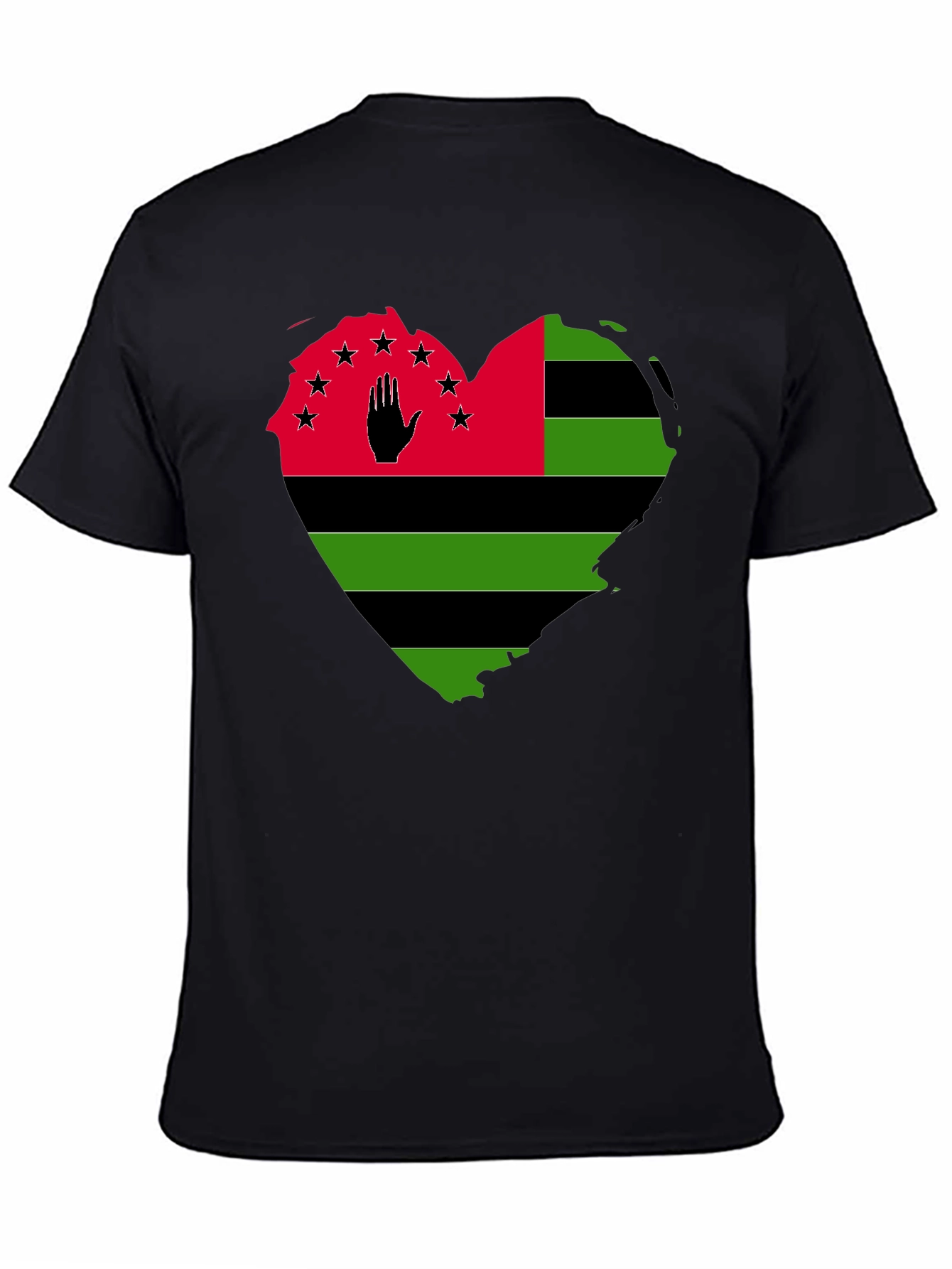 Pan-African Heart Flag T-Shirt - Black