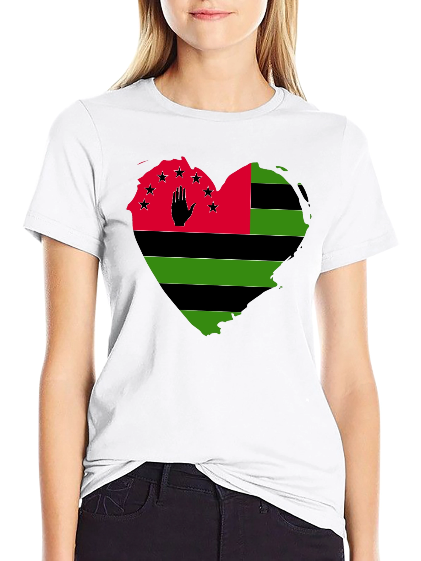 Pan-African Heart Flag T-Shirt - Black