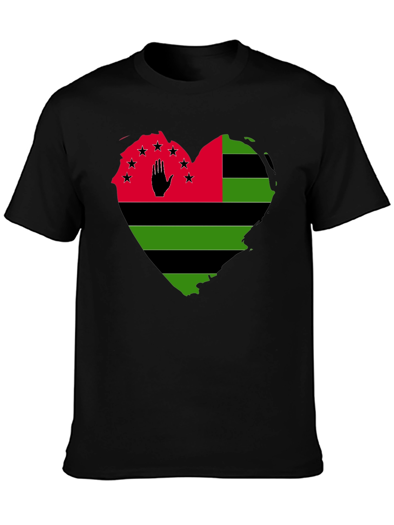 Pan-African Heart Flag T-Shirt - Black