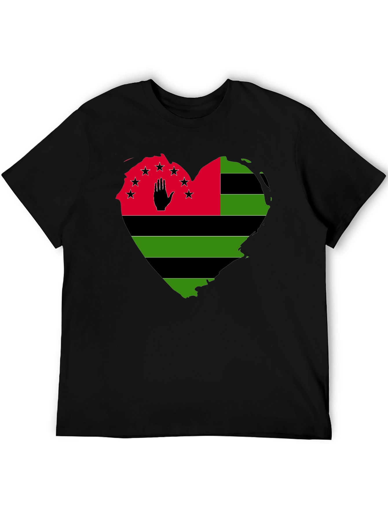 Pan-African Heart Flag T-Shirt - Black