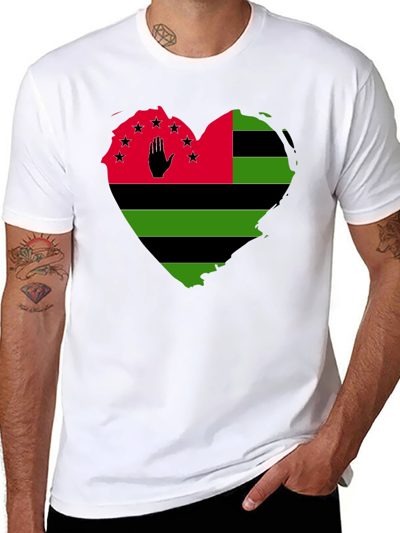 Pan-African Heart Flag T-Shirt - Black
