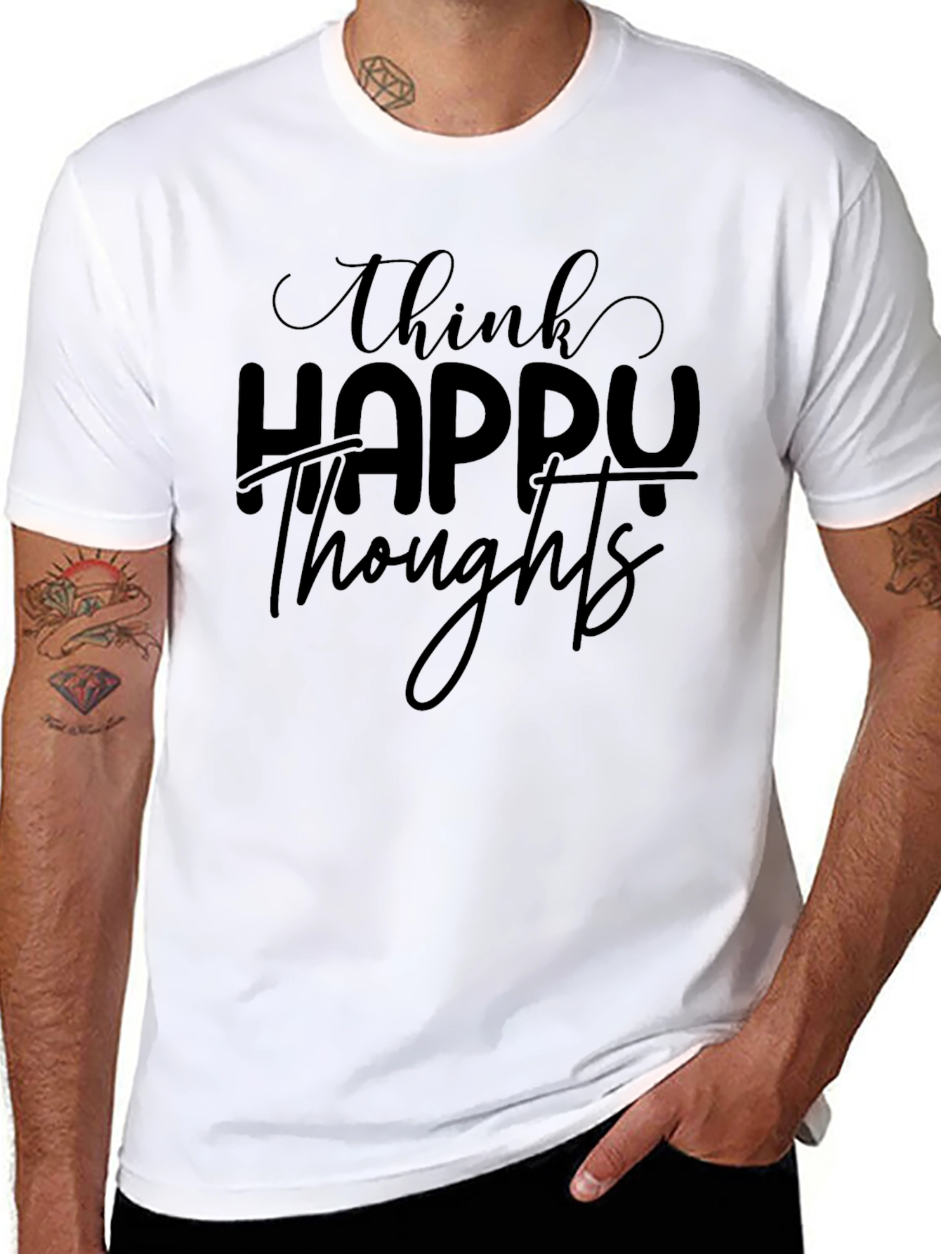 Think Happy Thoughts Black Graphic Tee