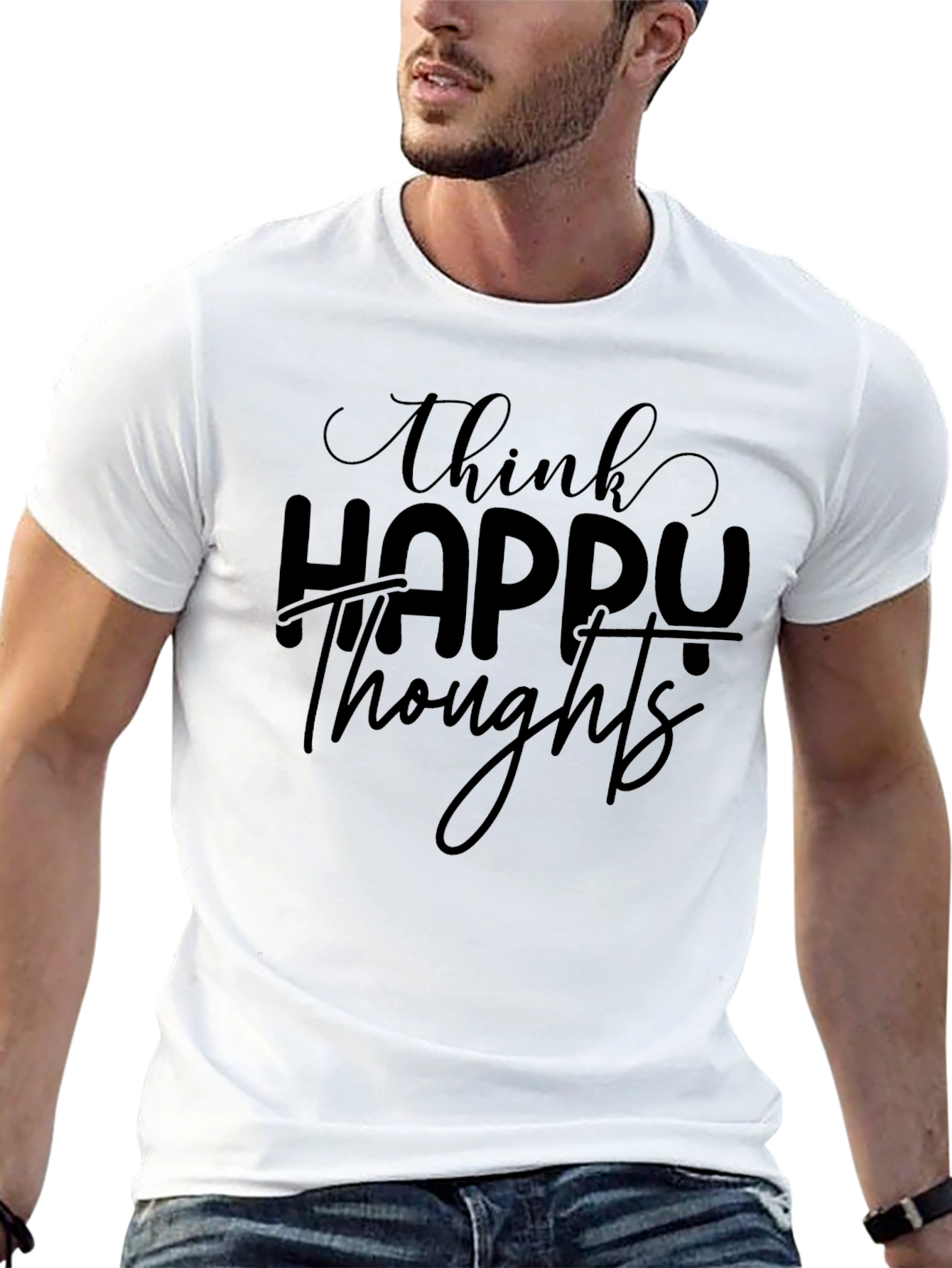 Think Happy Thoughts Black Graphic Tee