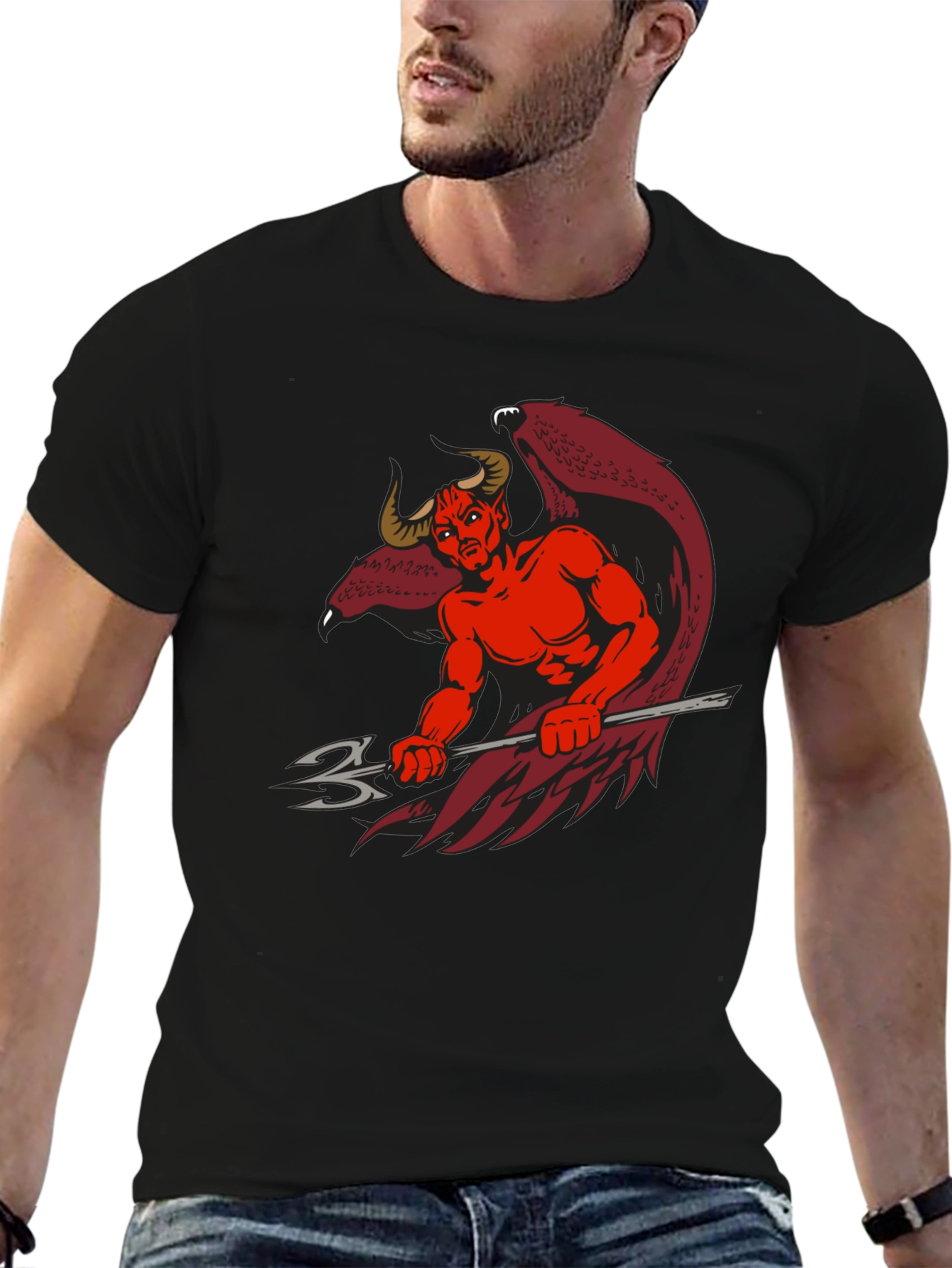 Devil Graphic Print Black T-Shirt