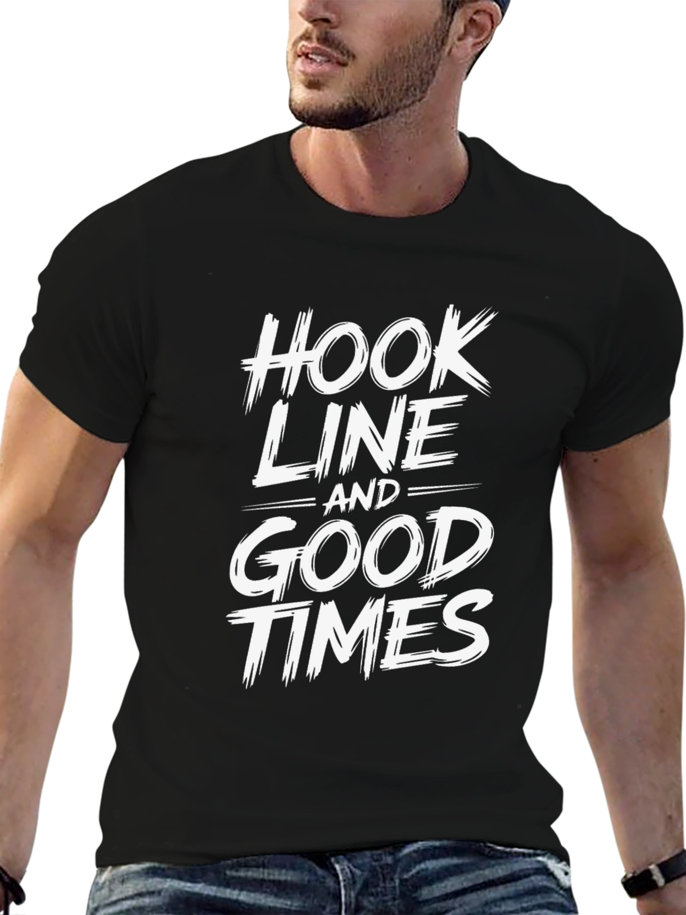 Hook Line and Good Times Graphic Tee - Black