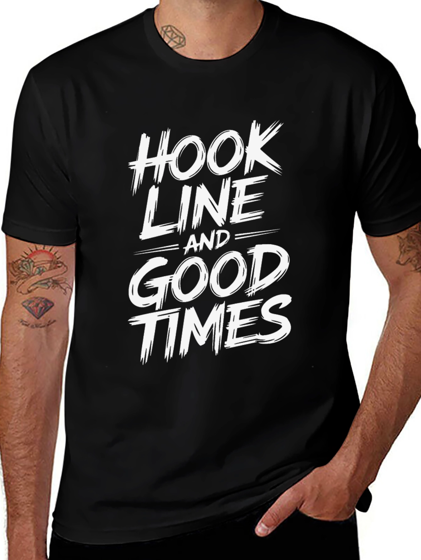 Hook Line and Good Times Graphic Tee - Black