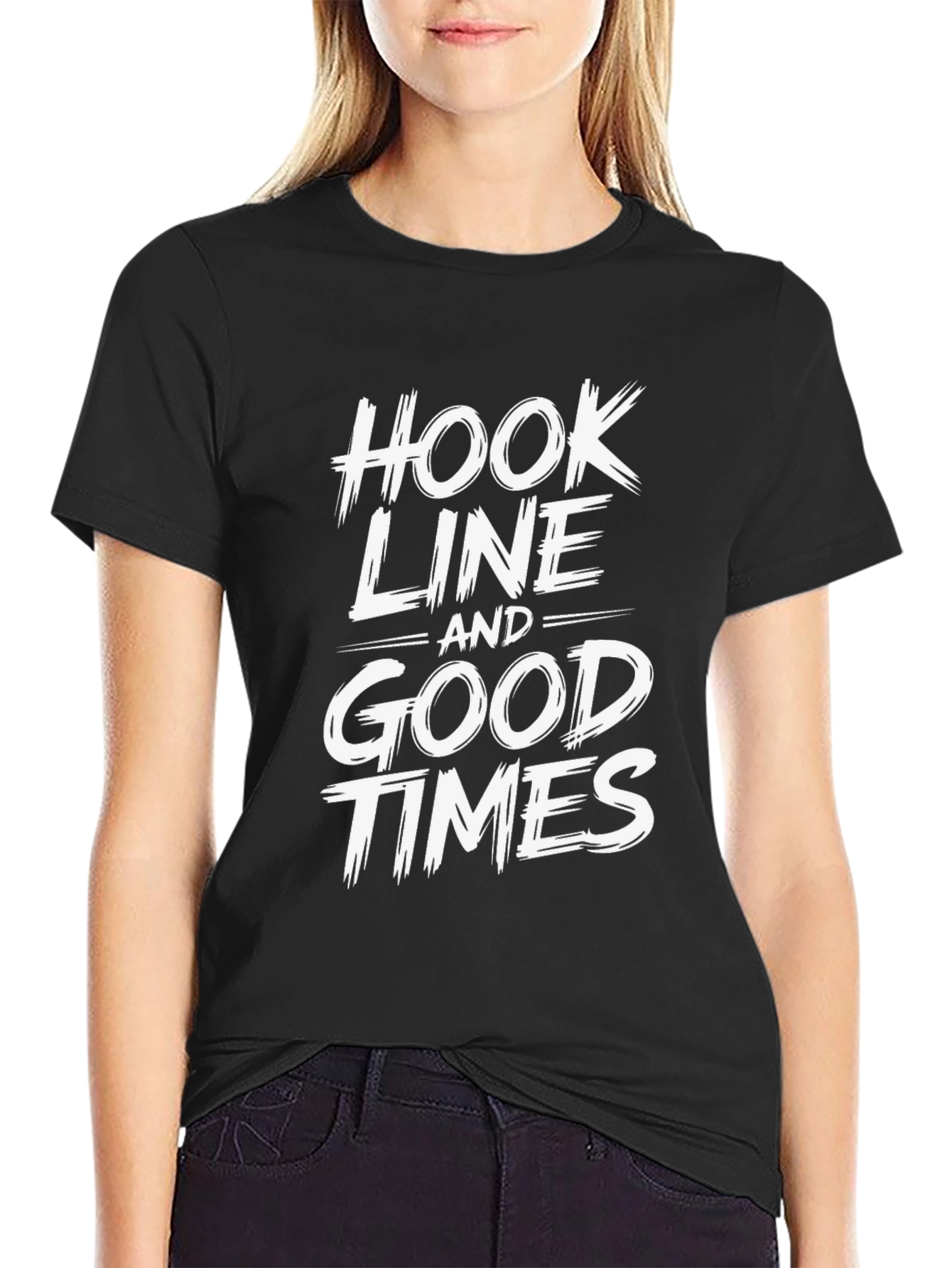 Hook Line and Good Times Graphic Tee - Black