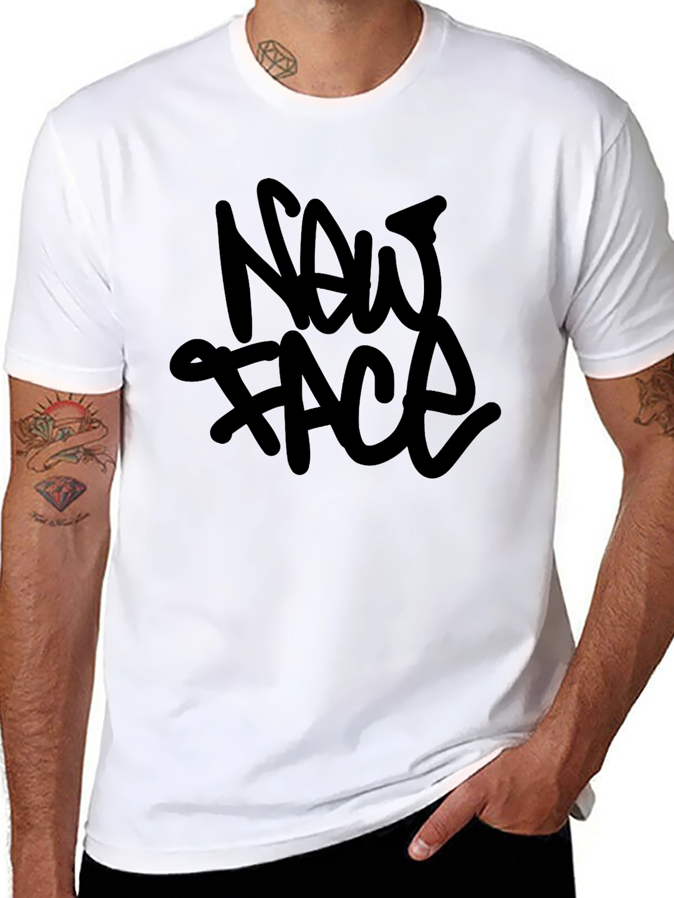 New Face Black Graphic T-Shirt