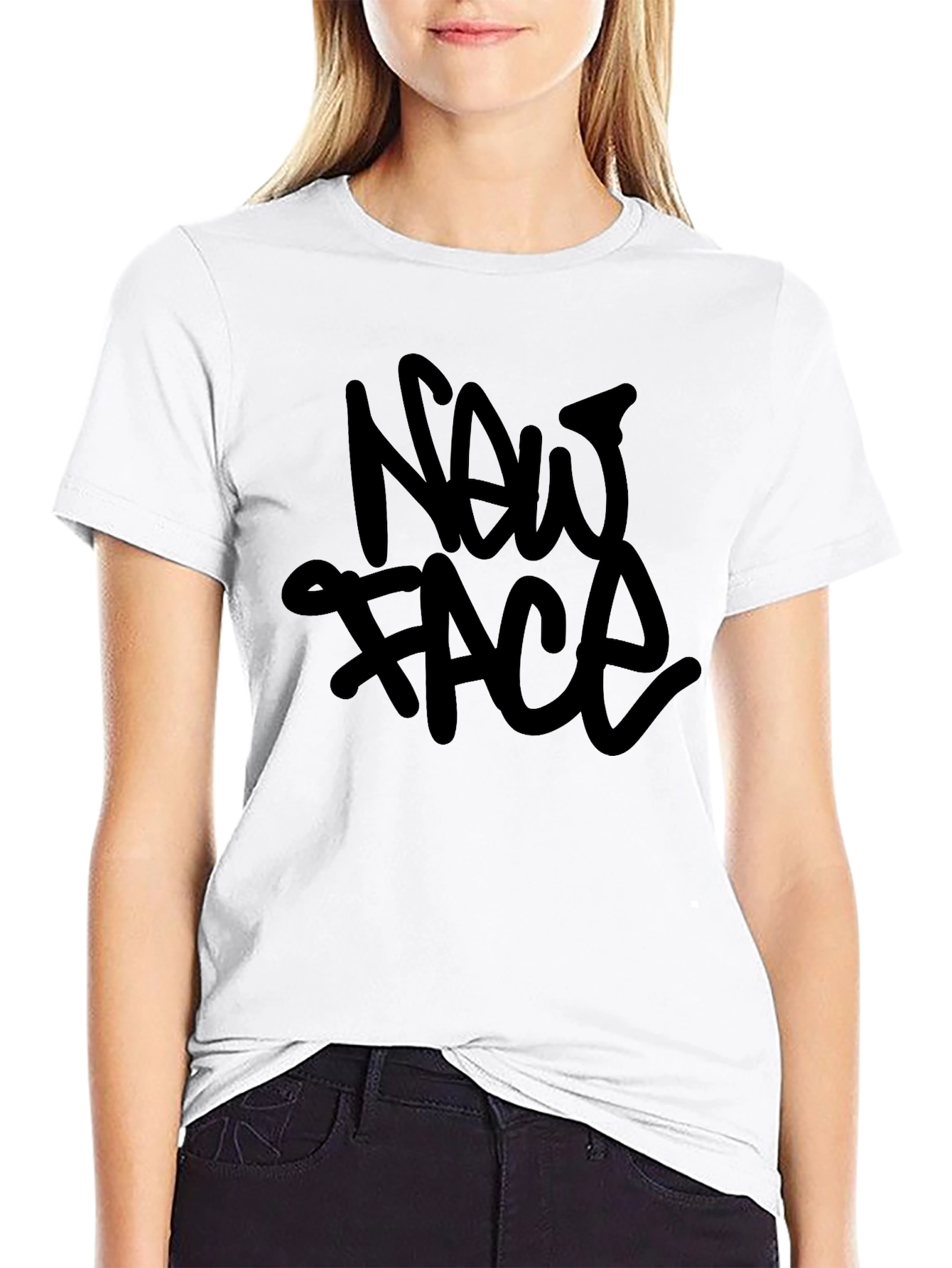 New Face Black Graphic T-Shirt