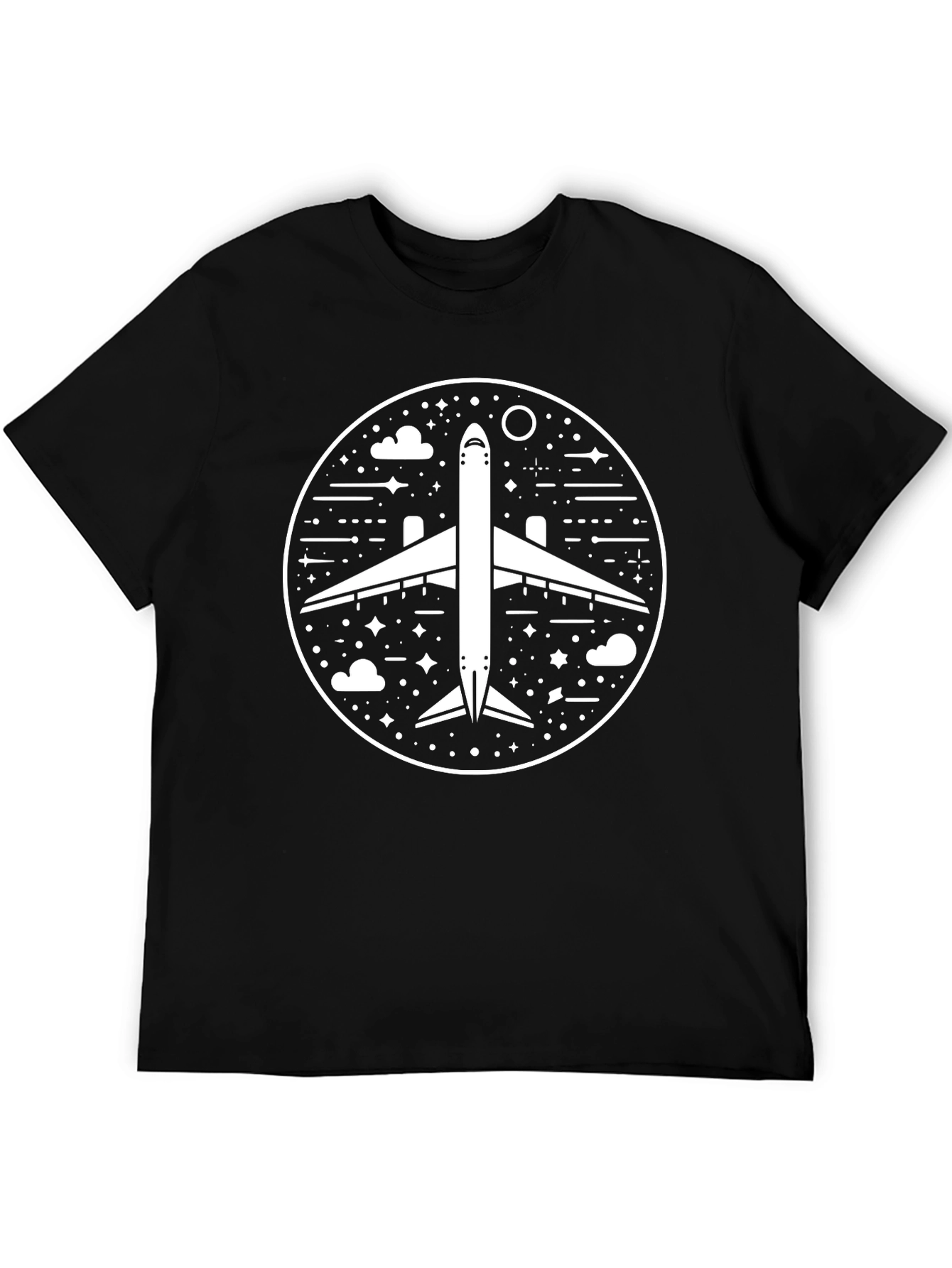 Airplane Circle Graphic Black T-Shirt