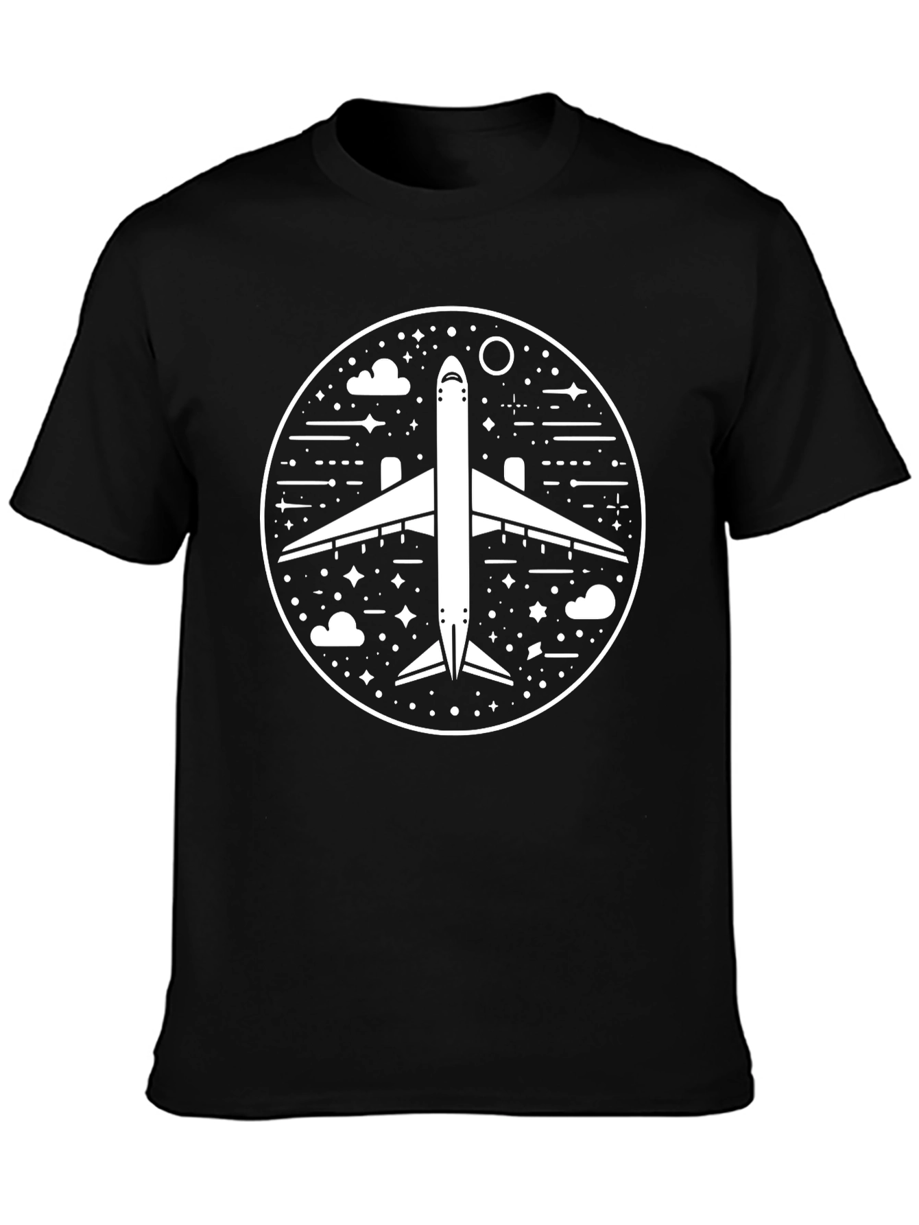 Airplane Circle Graphic Black T-Shirt