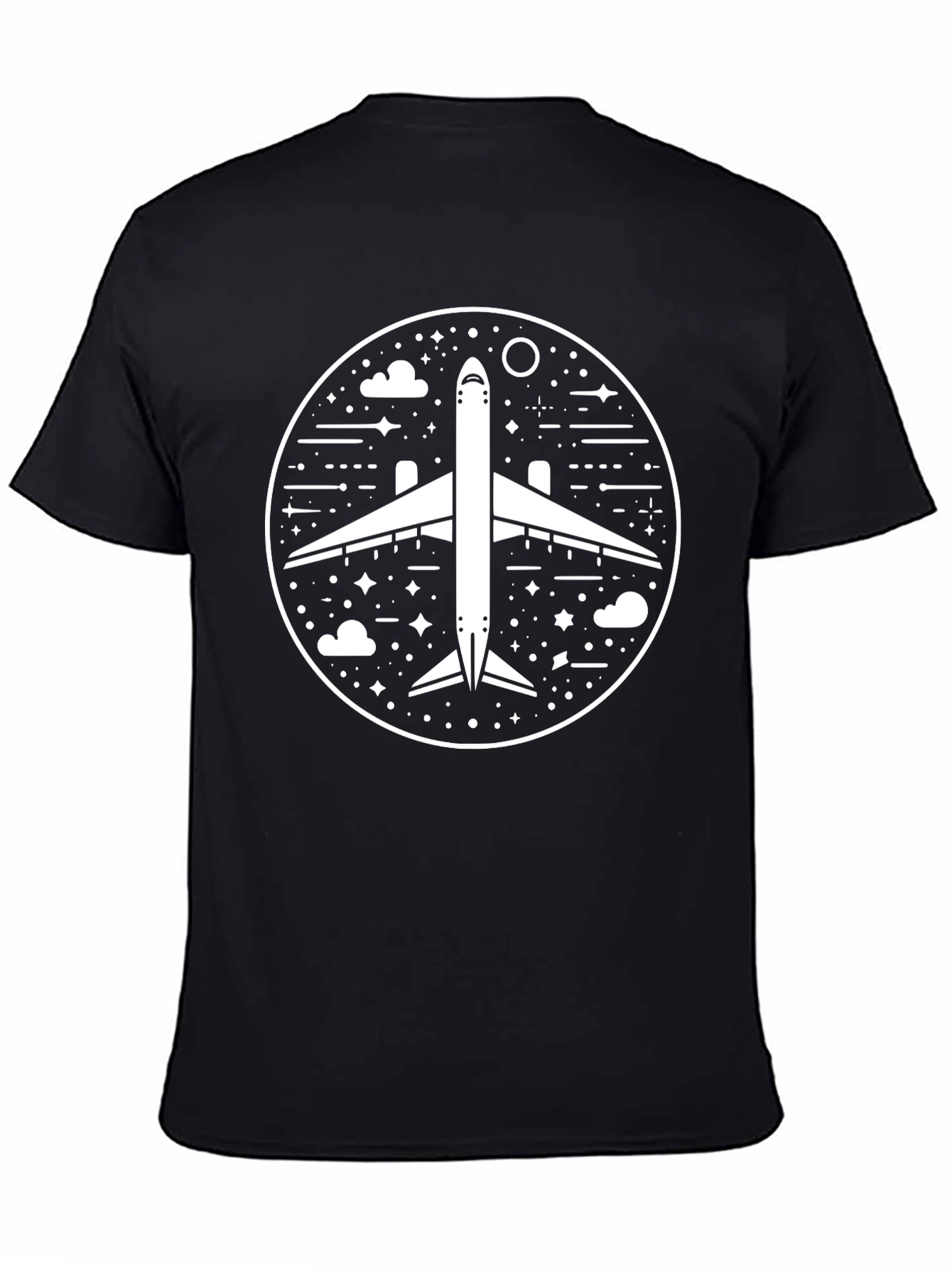 Airplane Circle Graphic Black T-Shirt
