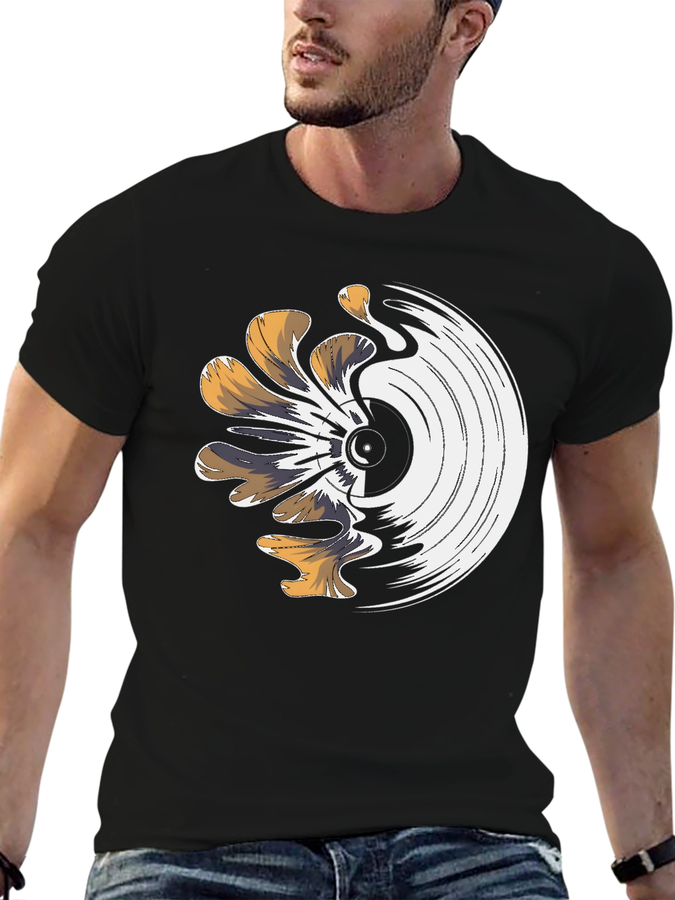 Melting Vinyl Record Graphic T-Shirt