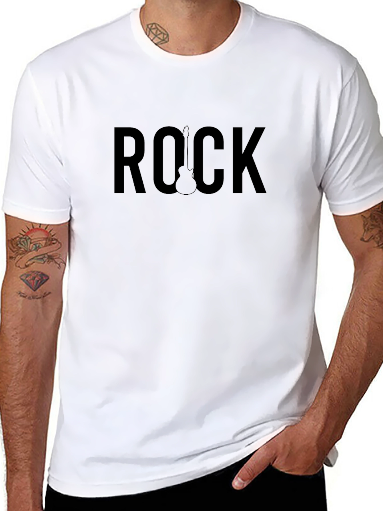 Rock Guitar Graphic T-Shirt - Classic Crew Neck Tee