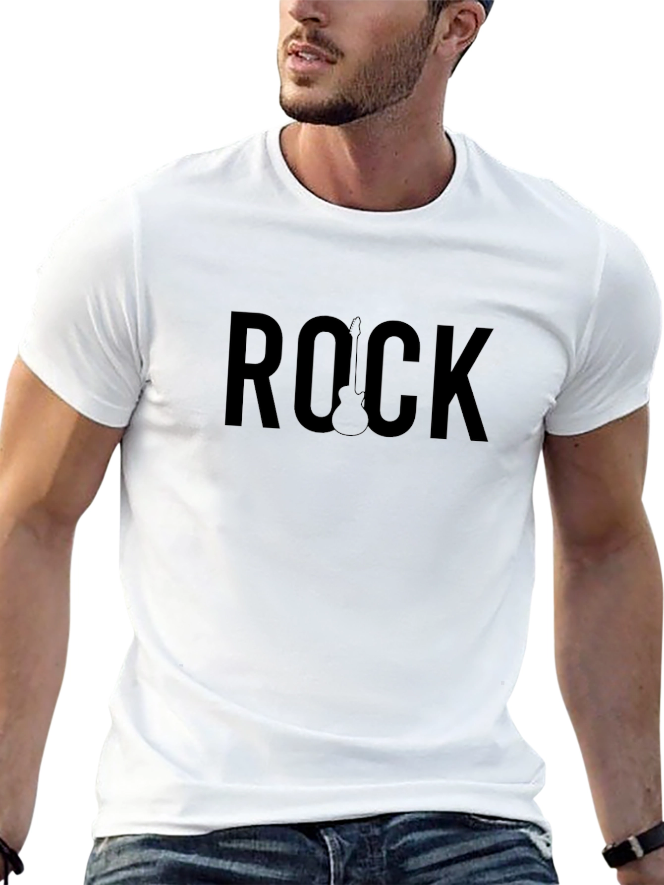 Rock Guitar Graphic T-Shirt - Classic Crew Neck Tee