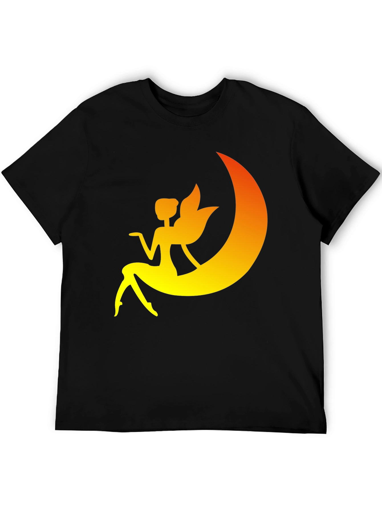 Fairy Moon Graphic Tee - Black Cotton T-Shirt