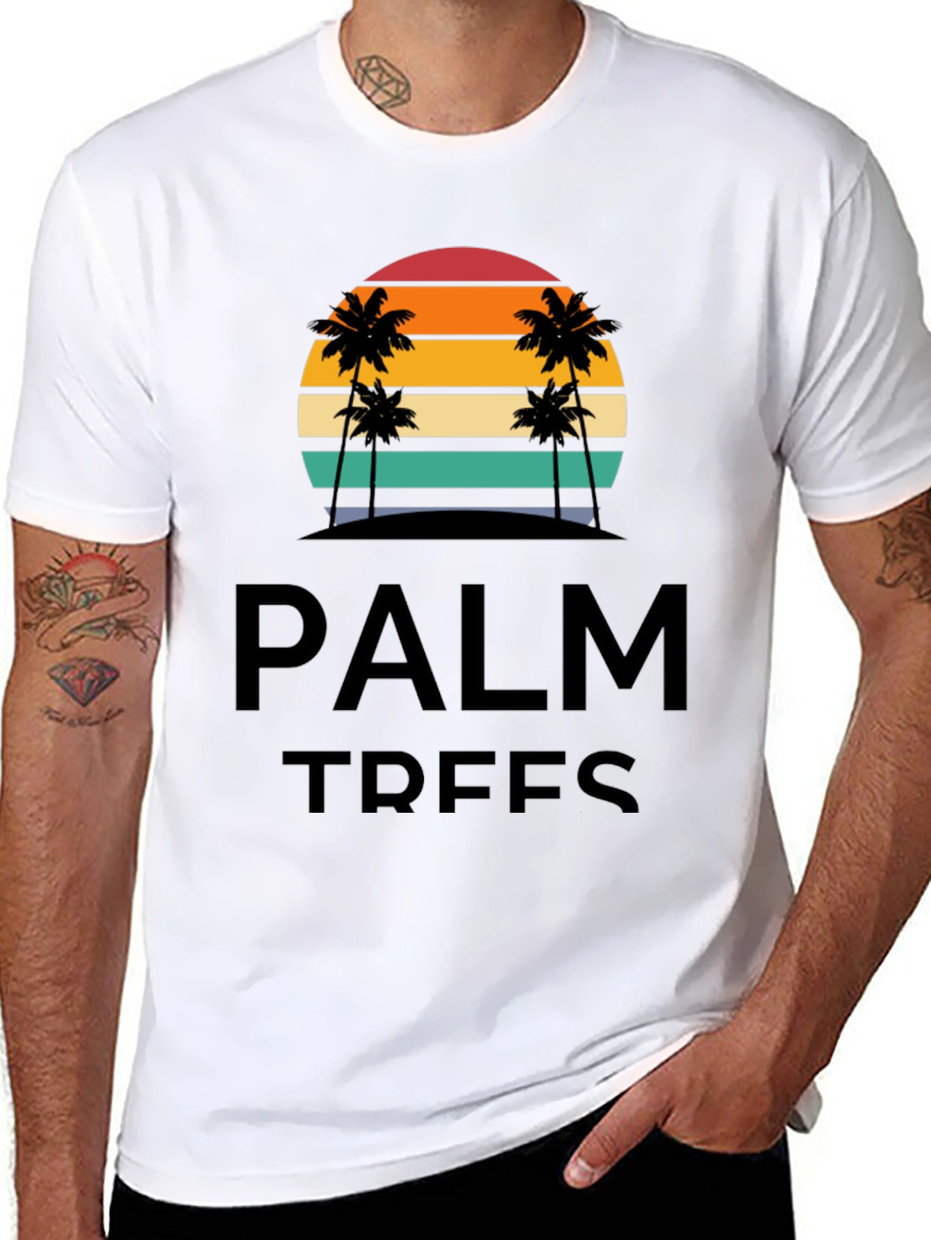 Palm Trees Graphic T-Shirt - Retro Sunset Design