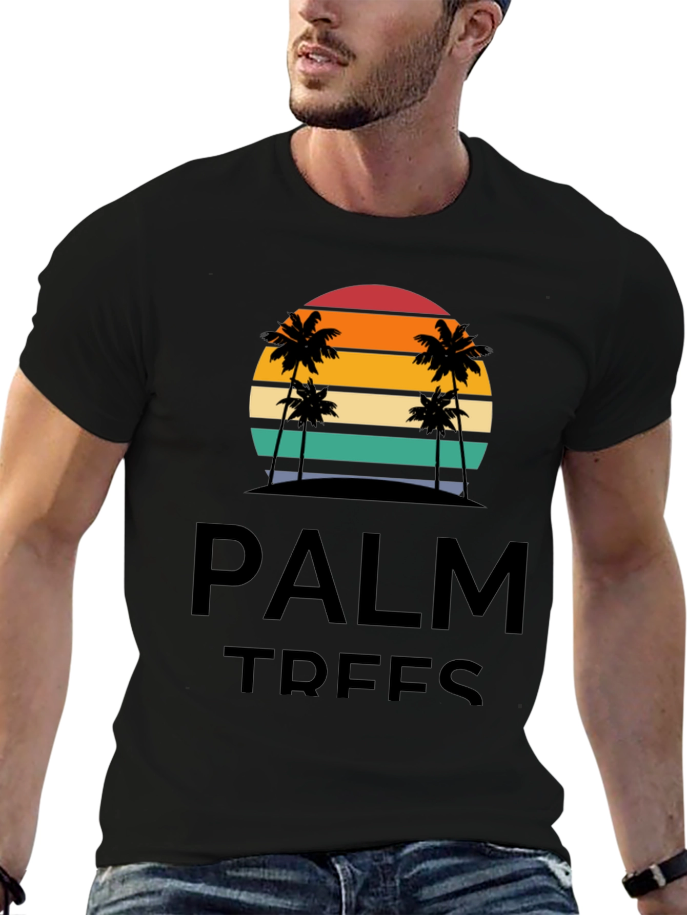 Palm Trees Graphic T-Shirt - Retro Sunset Design