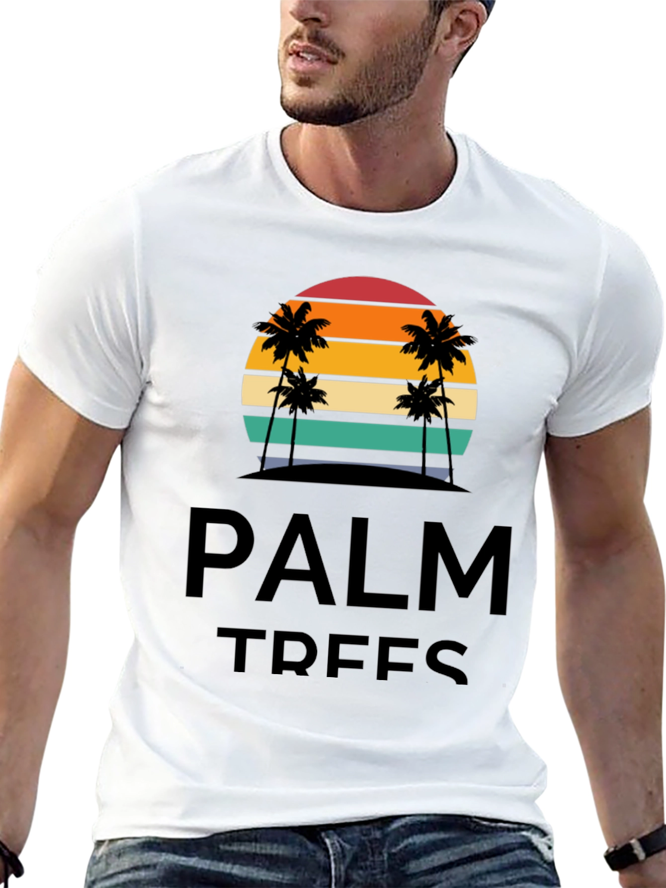 Palm Trees Graphic T-Shirt - Retro Sunset Design