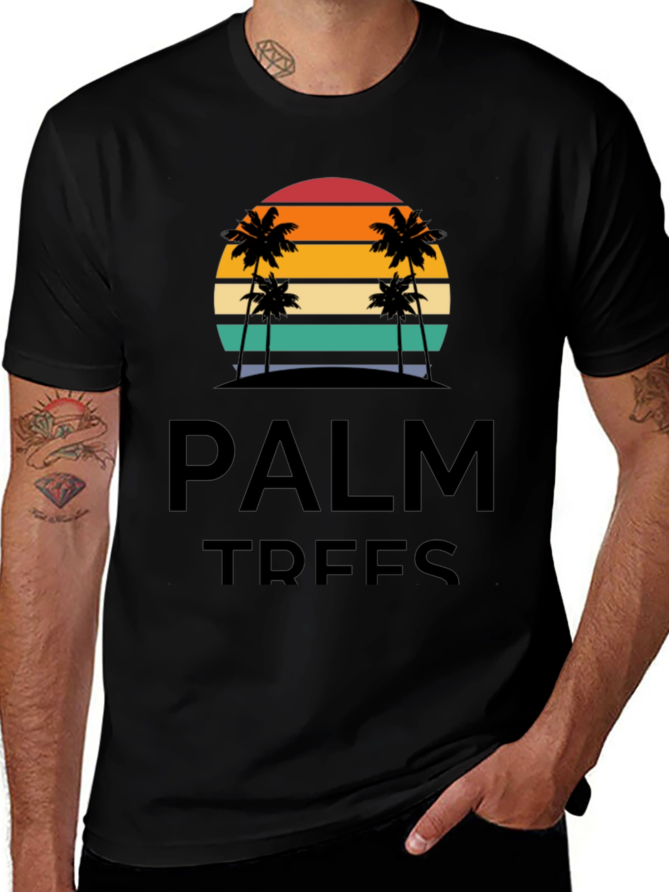 Palm Trees Graphic T-Shirt - Retro Sunset Design