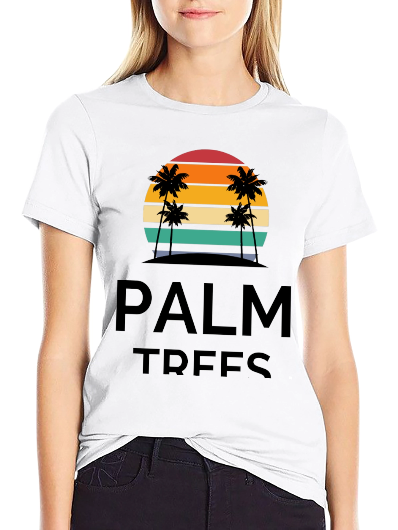 Palm Trees Graphic T-Shirt - Retro Sunset Design