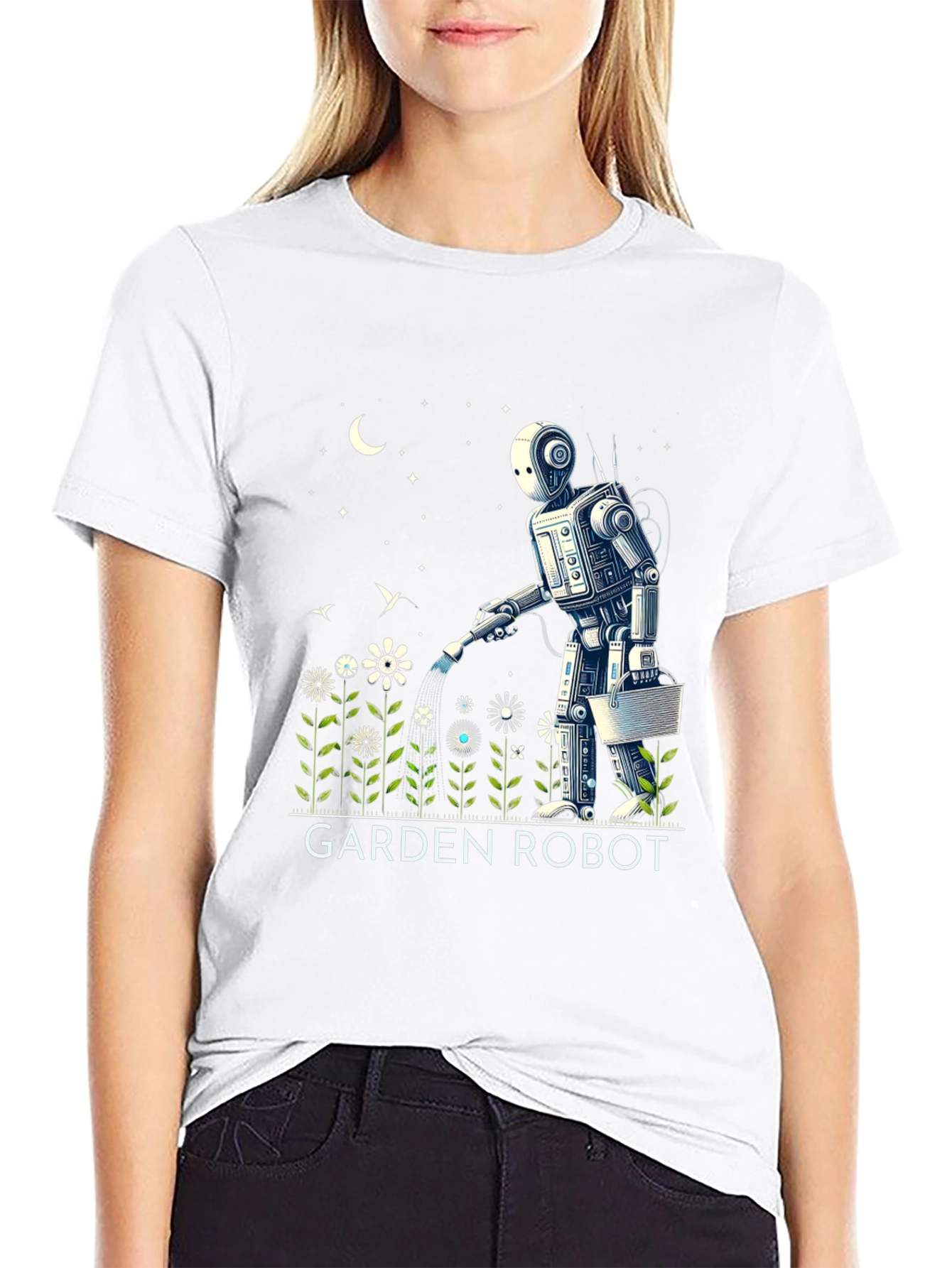 Garden Robot Graphic Tee - Unique Design
