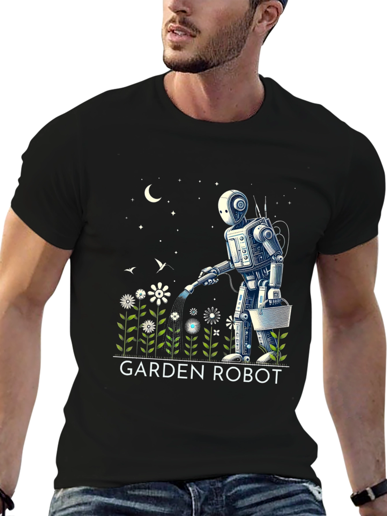Garden Robot Graphic Tee - Unique Design