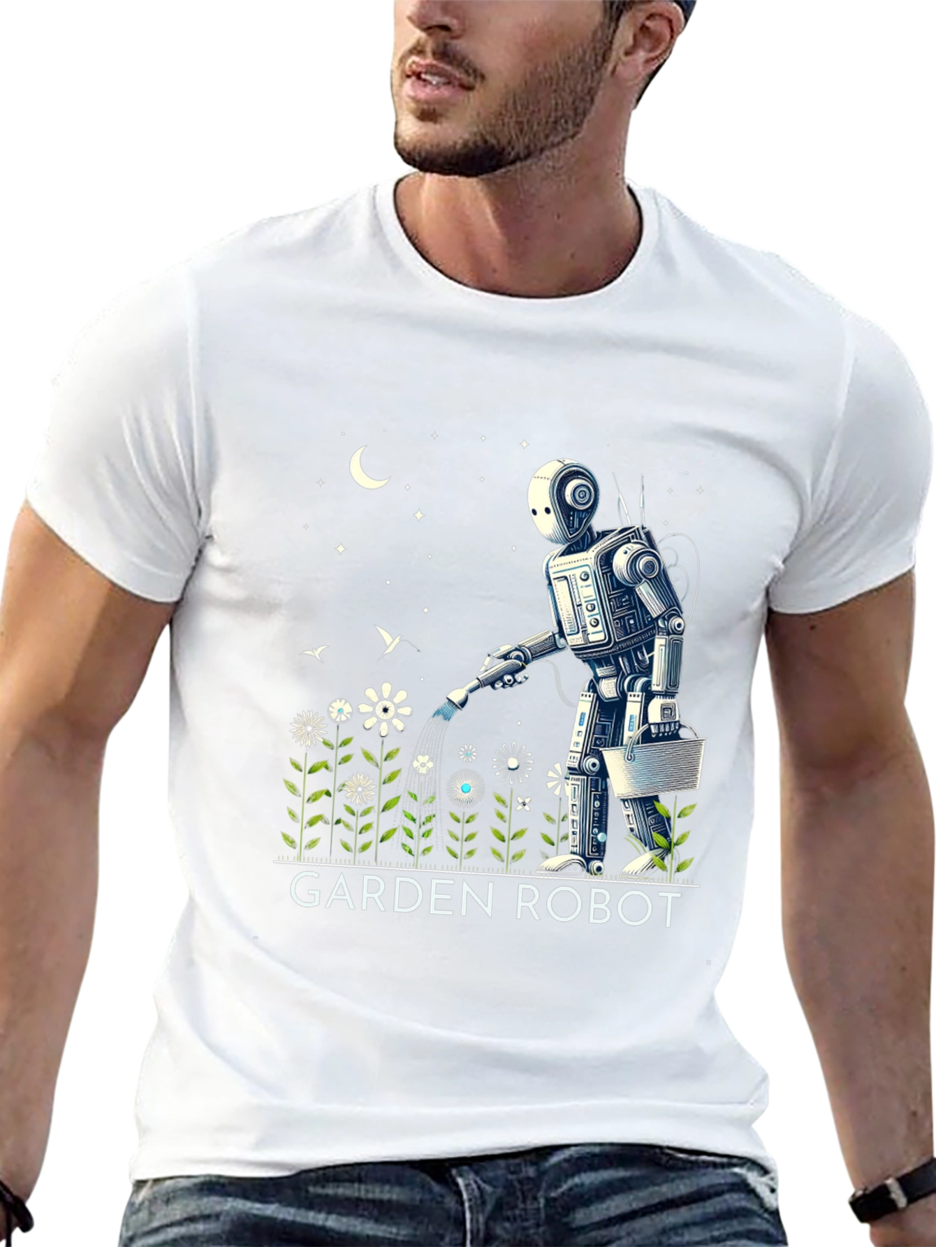 Garden Robot Graphic Tee - Unique Design