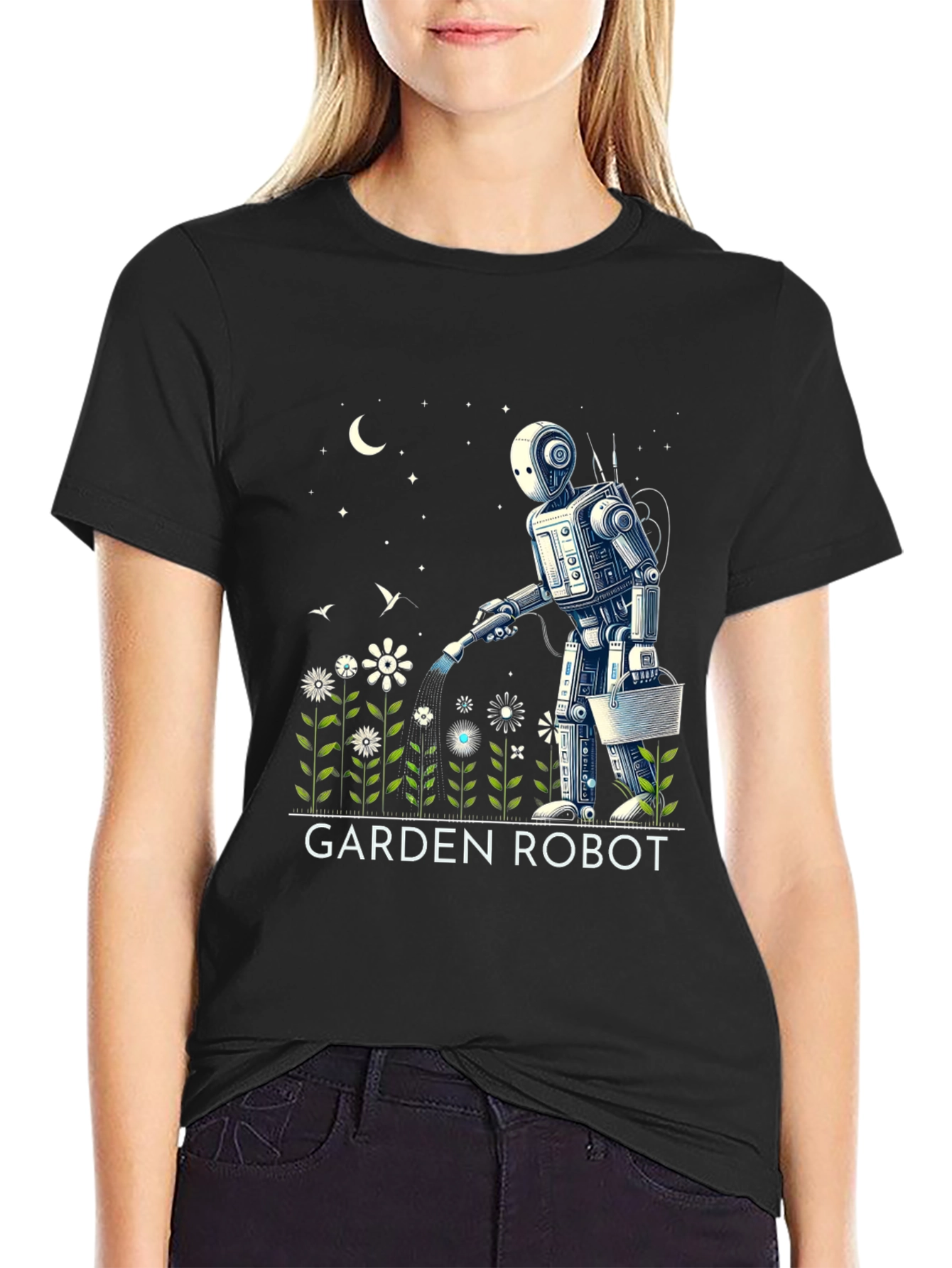 Garden Robot Graphic Tee - Unique Design