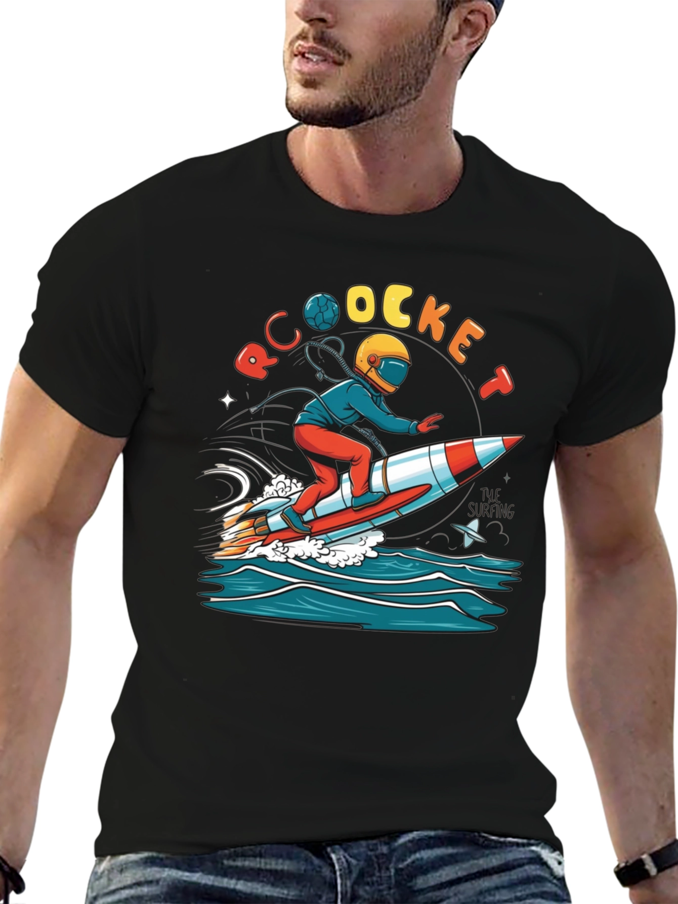 Rocket Surfing T-Shirt - Unique Graphic Tee