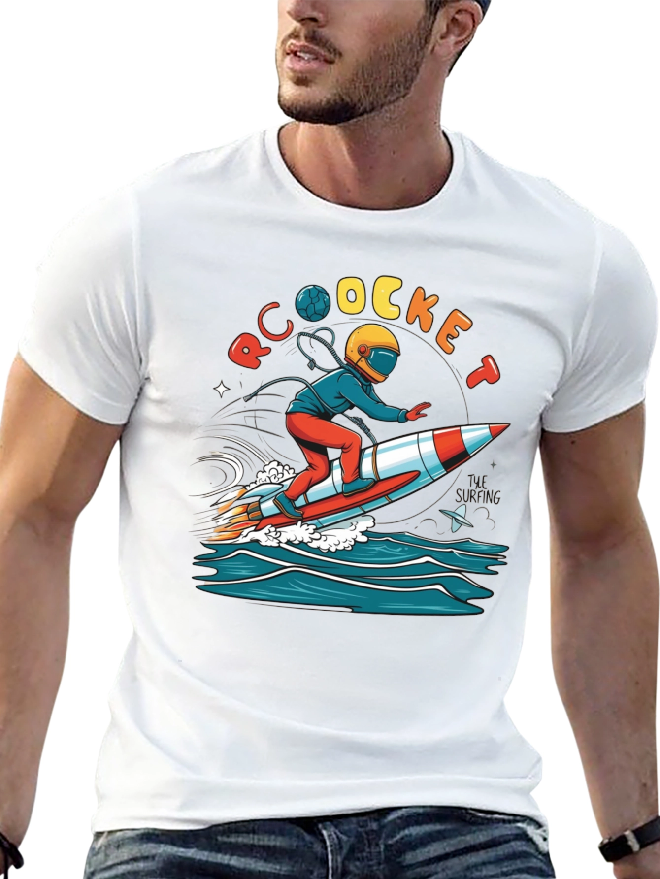 Rocket Surfing T-Shirt - Unique Graphic Tee