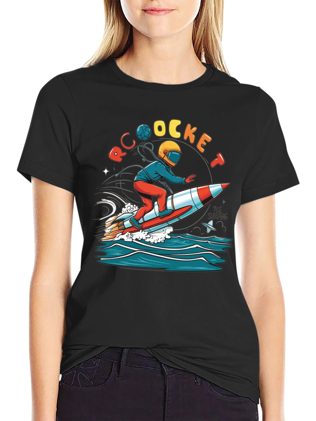 Rocket Surfing T-Shirt - Unique Graphic Tee