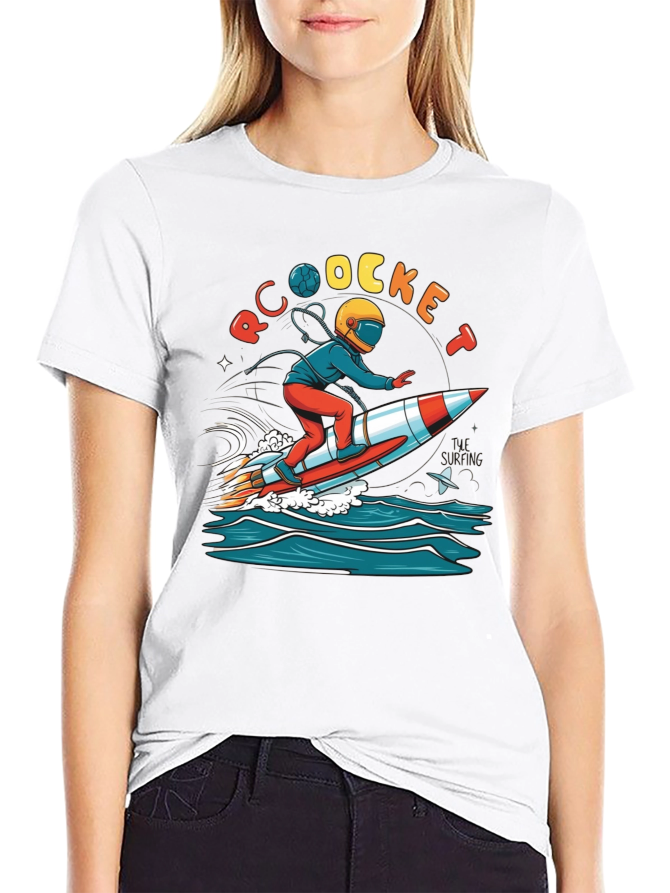 Rocket Surfing T-Shirt - Unique Graphic Tee