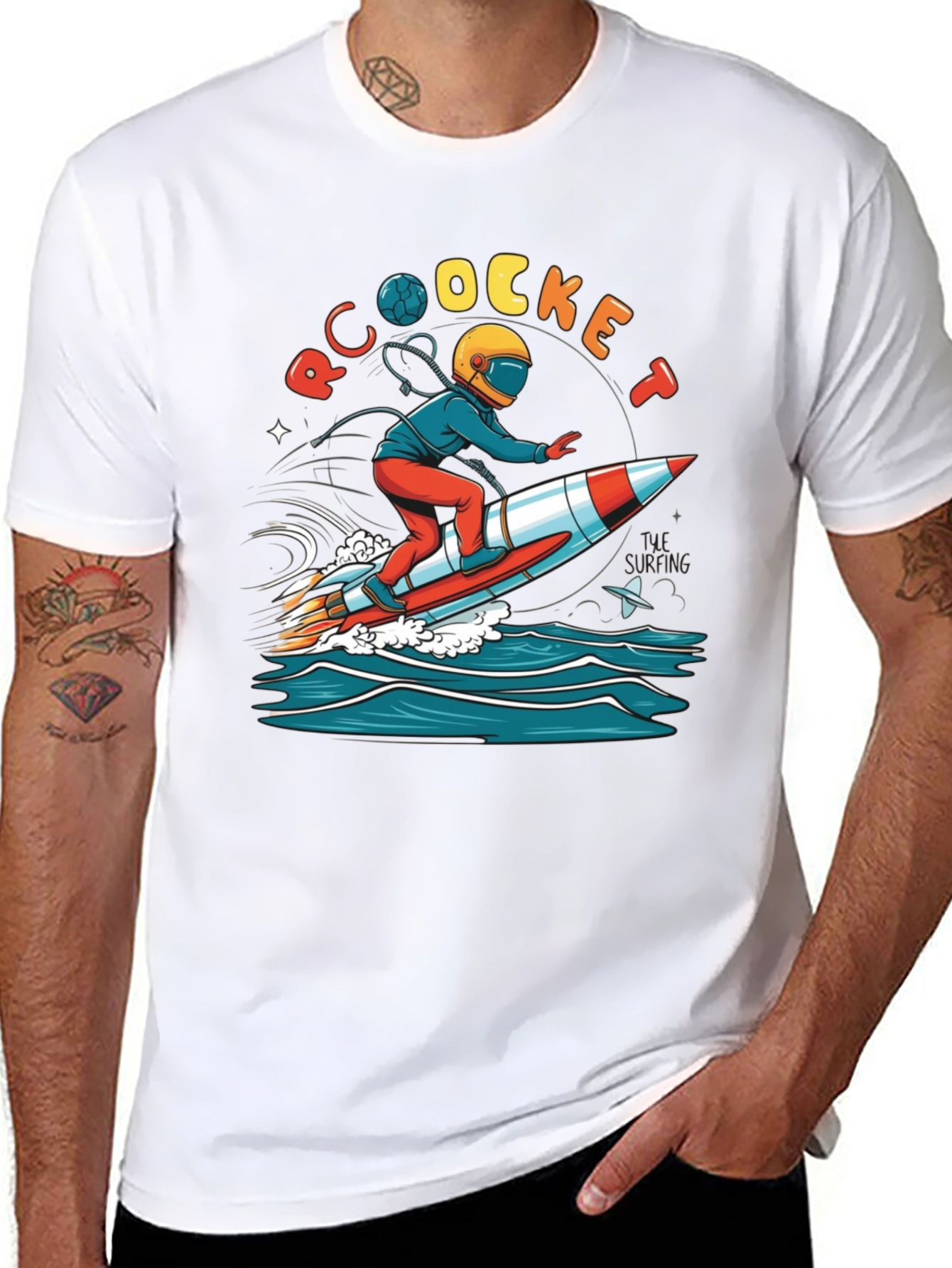 Rocket Surfing T-Shirt - Unique Graphic Tee