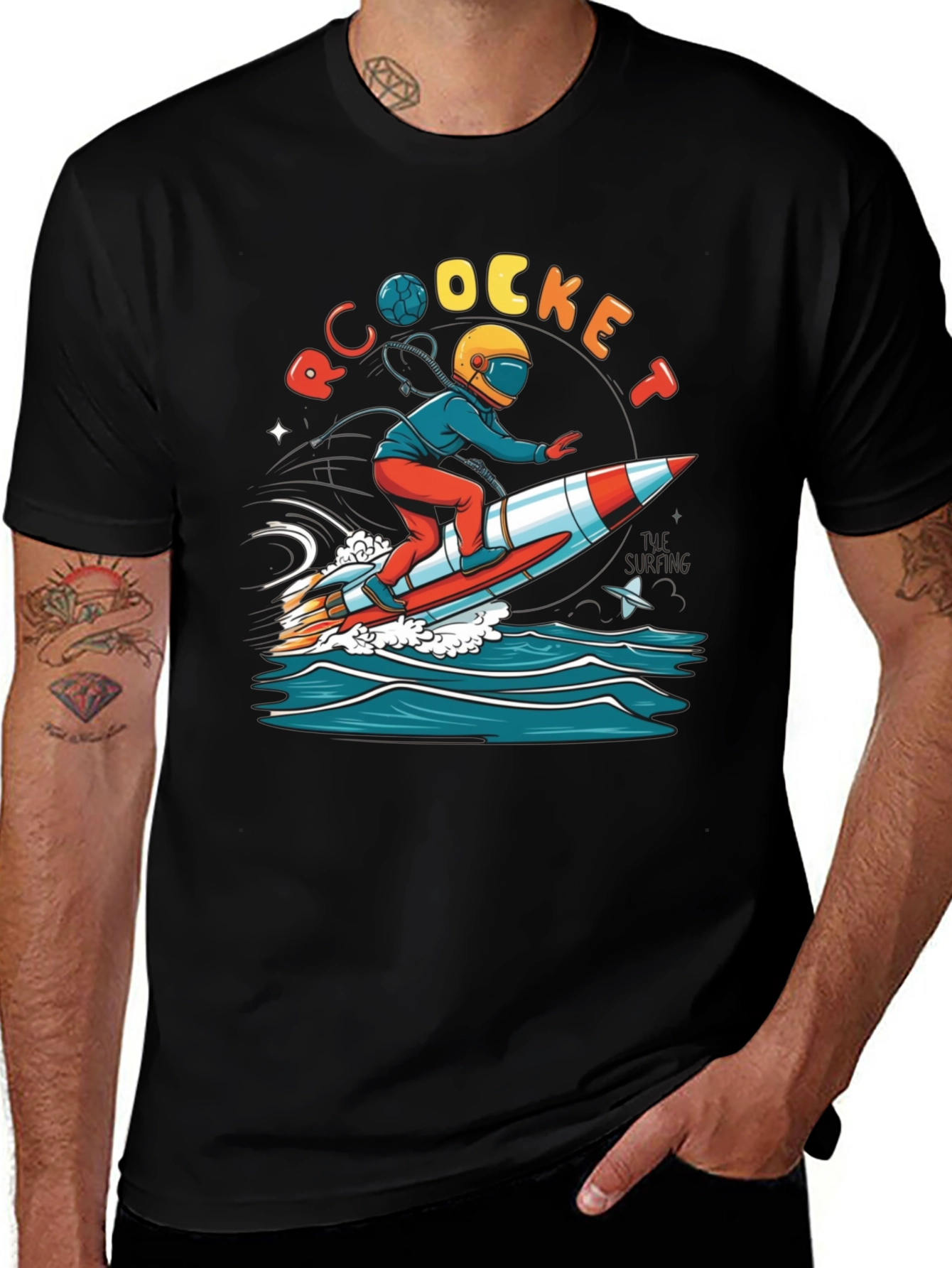 Rocket Surfing T-Shirt - Unique Graphic Tee