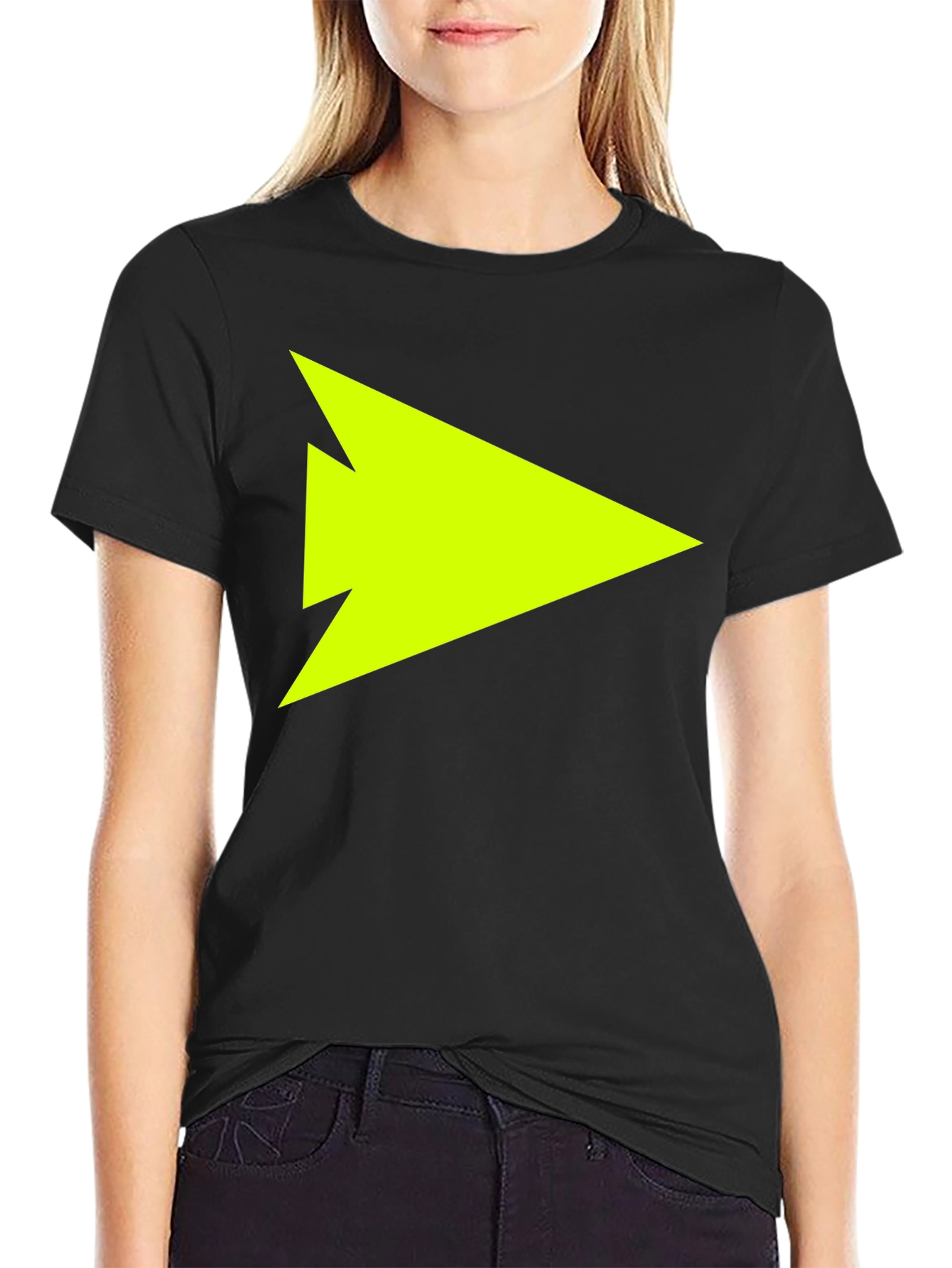 Neon Green Arrow Graphic T-Shirt - Black Casual Tee