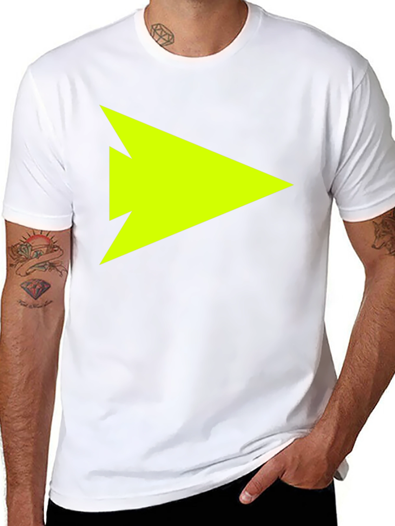Neon Green Arrow Graphic T-Shirt - Black Casual Tee