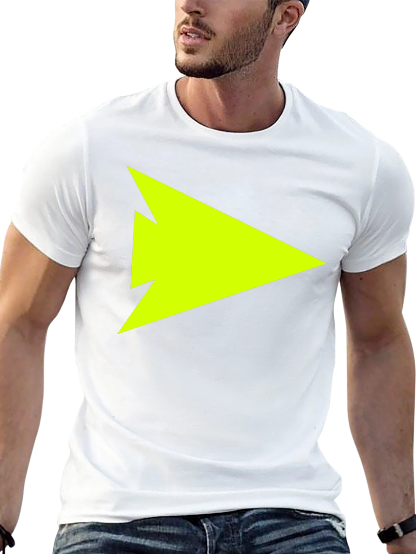 Neon Green Arrow Graphic T-Shirt - Black Casual Tee