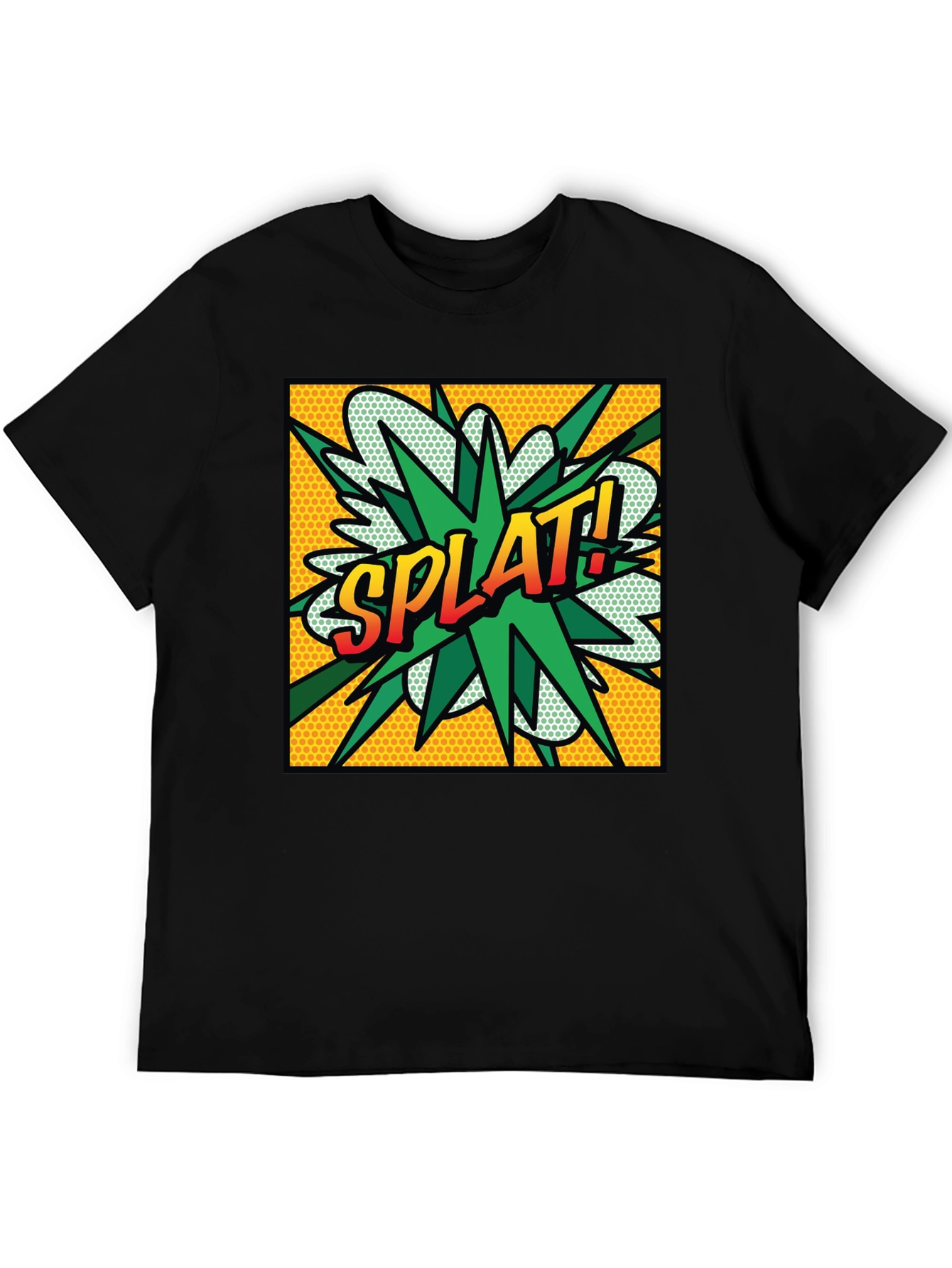 Splat! Comic Style Graphic T-Shirt - Black